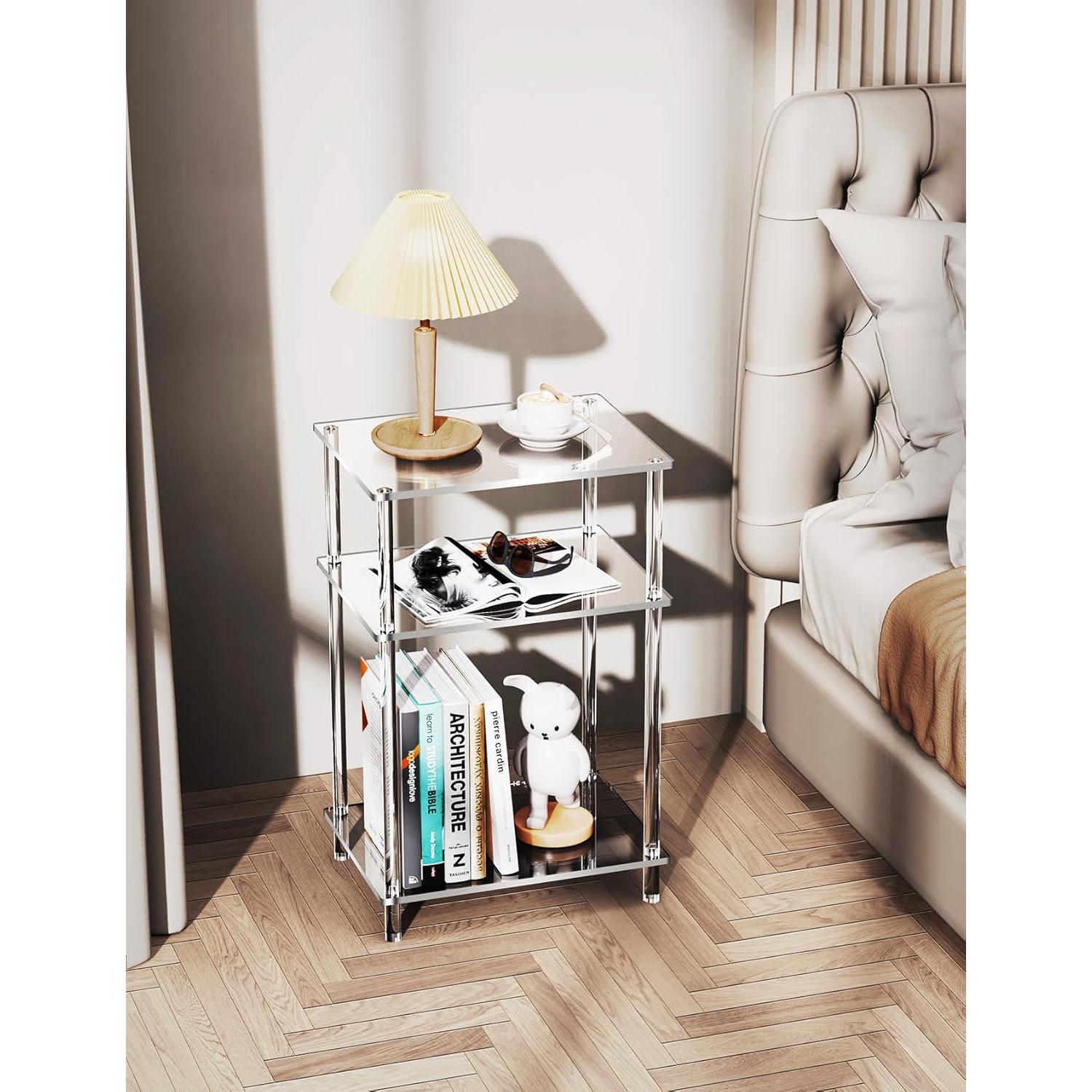 Mesa Lateral Acrílica Clara Solaround ESTANTE 3 Niveles 58.4cm