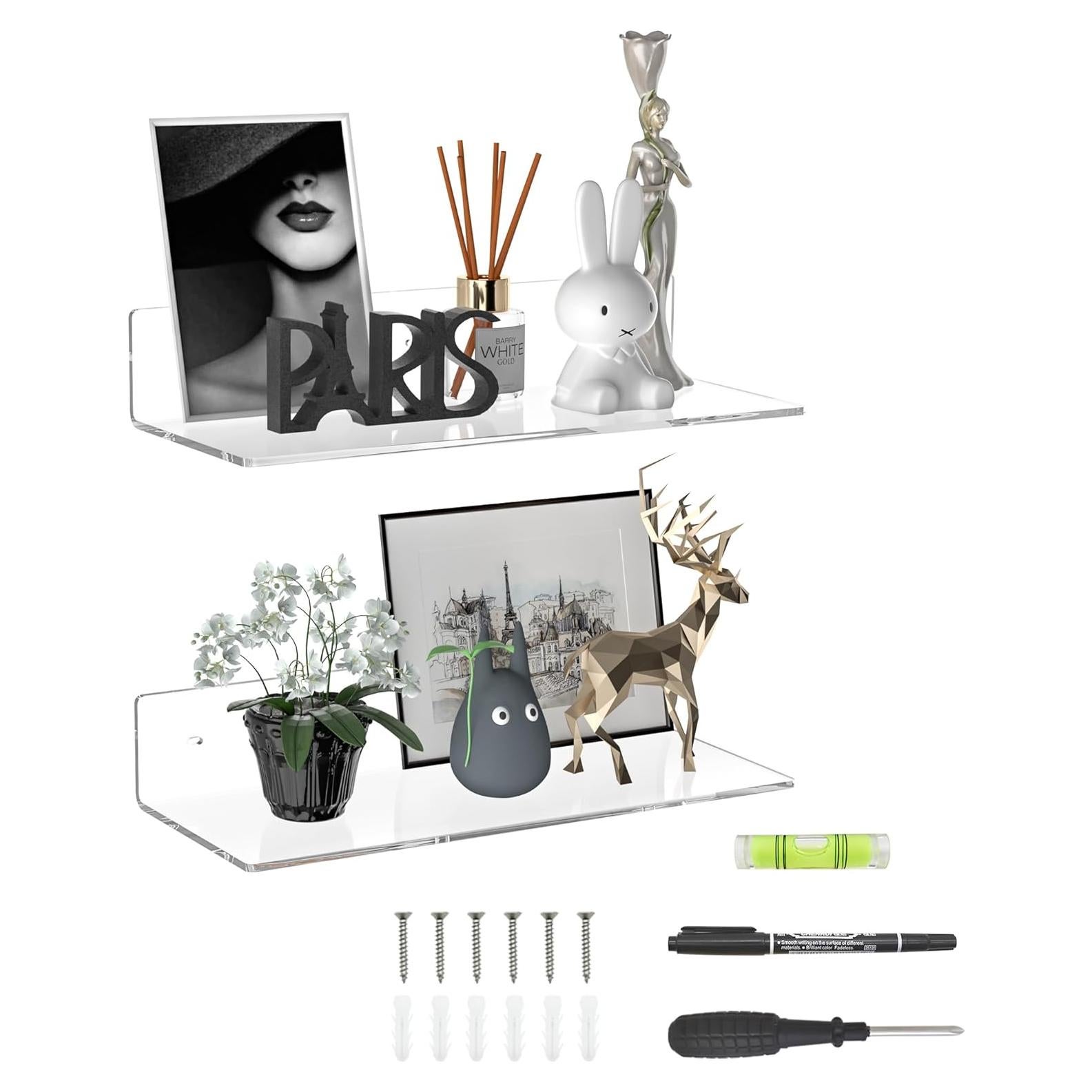 Estantes de Acrílico Flotantes Sezanrpt 38 cm - Paquete de 2