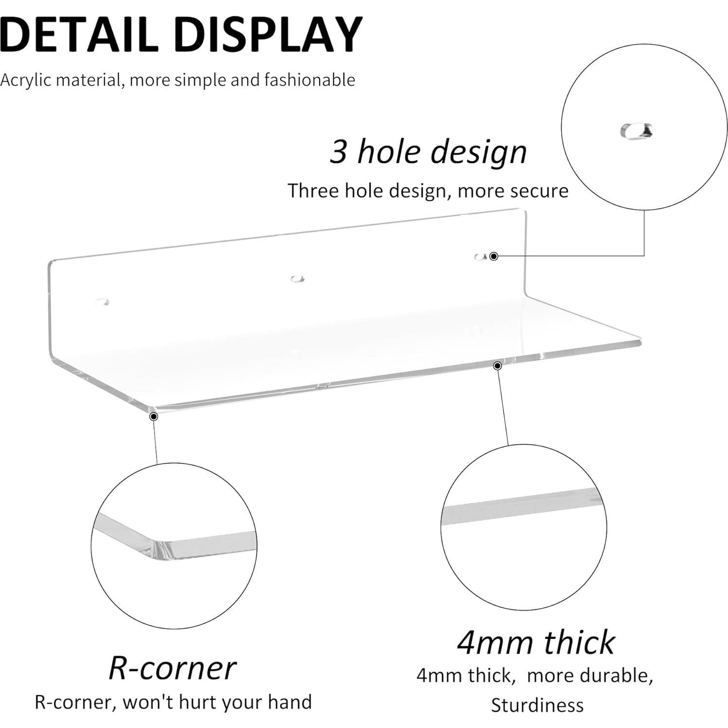 Estantes de Acrílico Flotantes Sezanrpt 38 cm - Paquete de 2