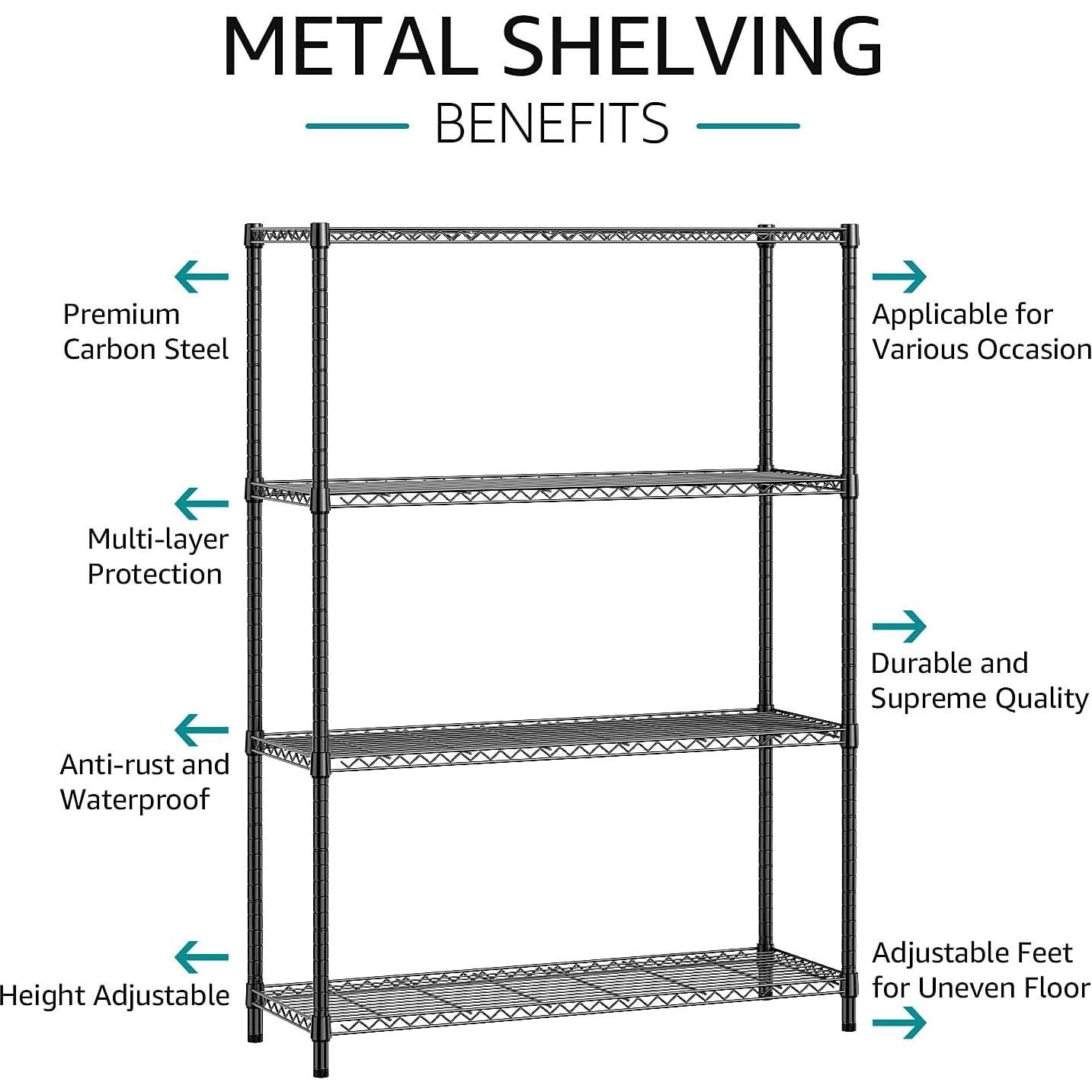 Estante de Almacenamiento IZEUK 4 Niveles Metal 635 kg