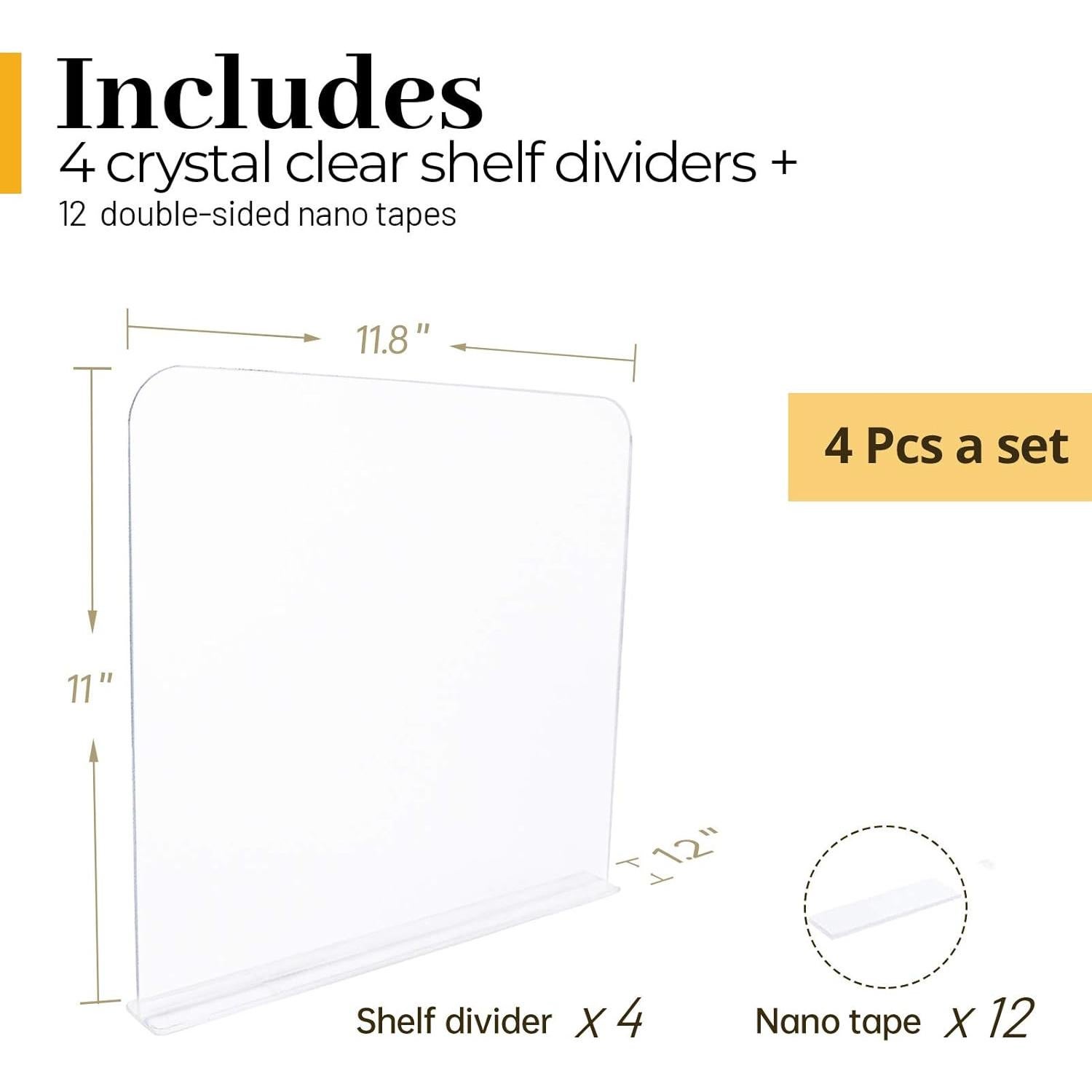 Separadores de Estante Acrílico ROUFA 4 Piezas 30x28cm