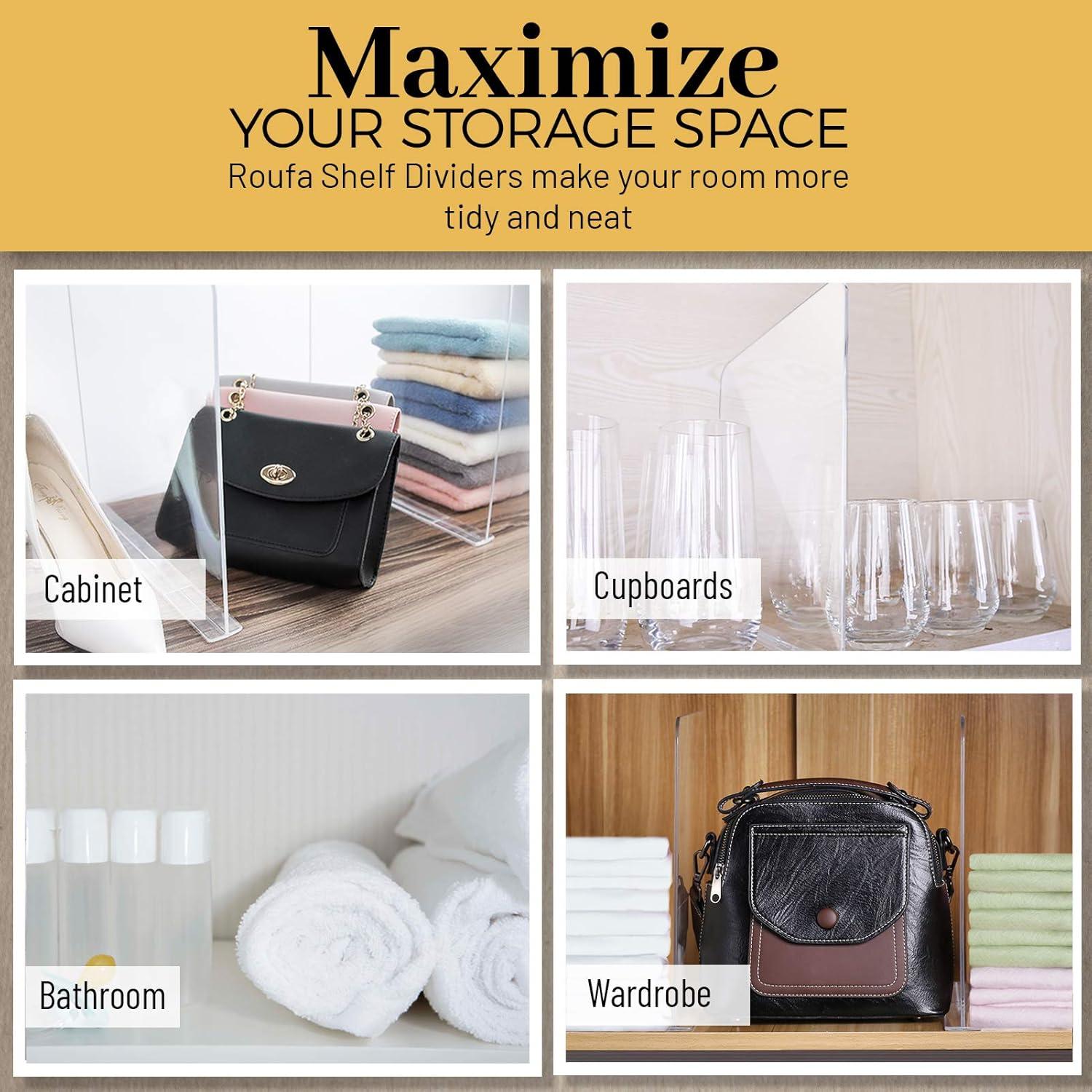 Separadores de Estante Acrílico ROUFA 4 Piezas 30x28cm