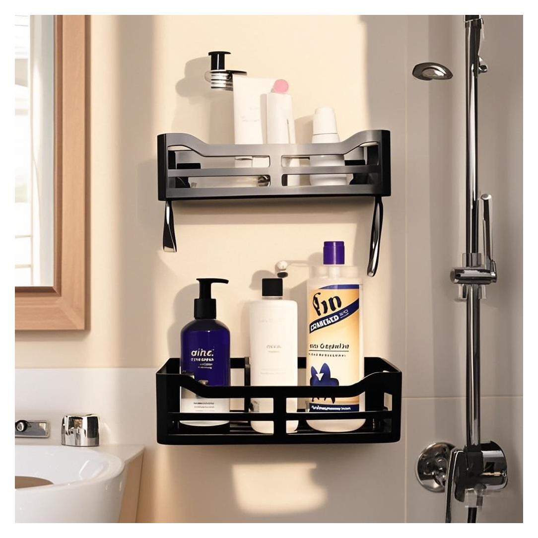 Cesta de Ducha Acrílica JiePai 2 Estantes Adhesivos 31x13x9cm