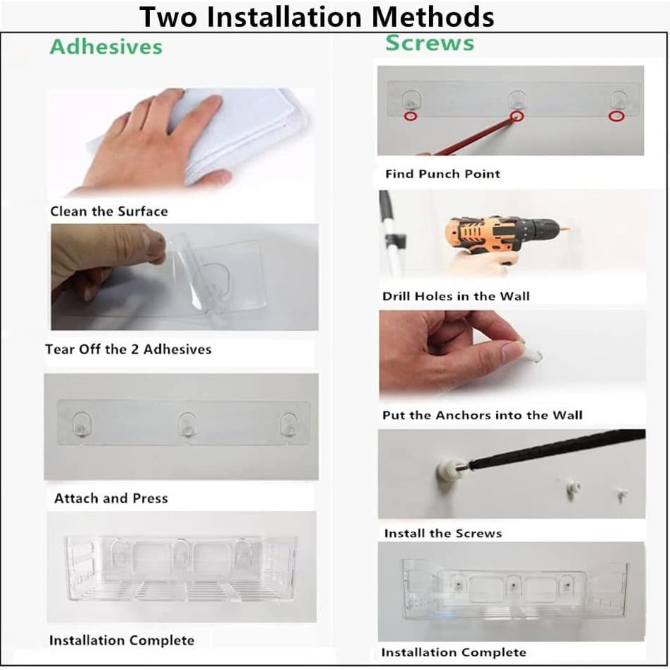 Cesta de Ducha Acrílica JiePai 2 Estantes Adhesivos 31x13x9cm