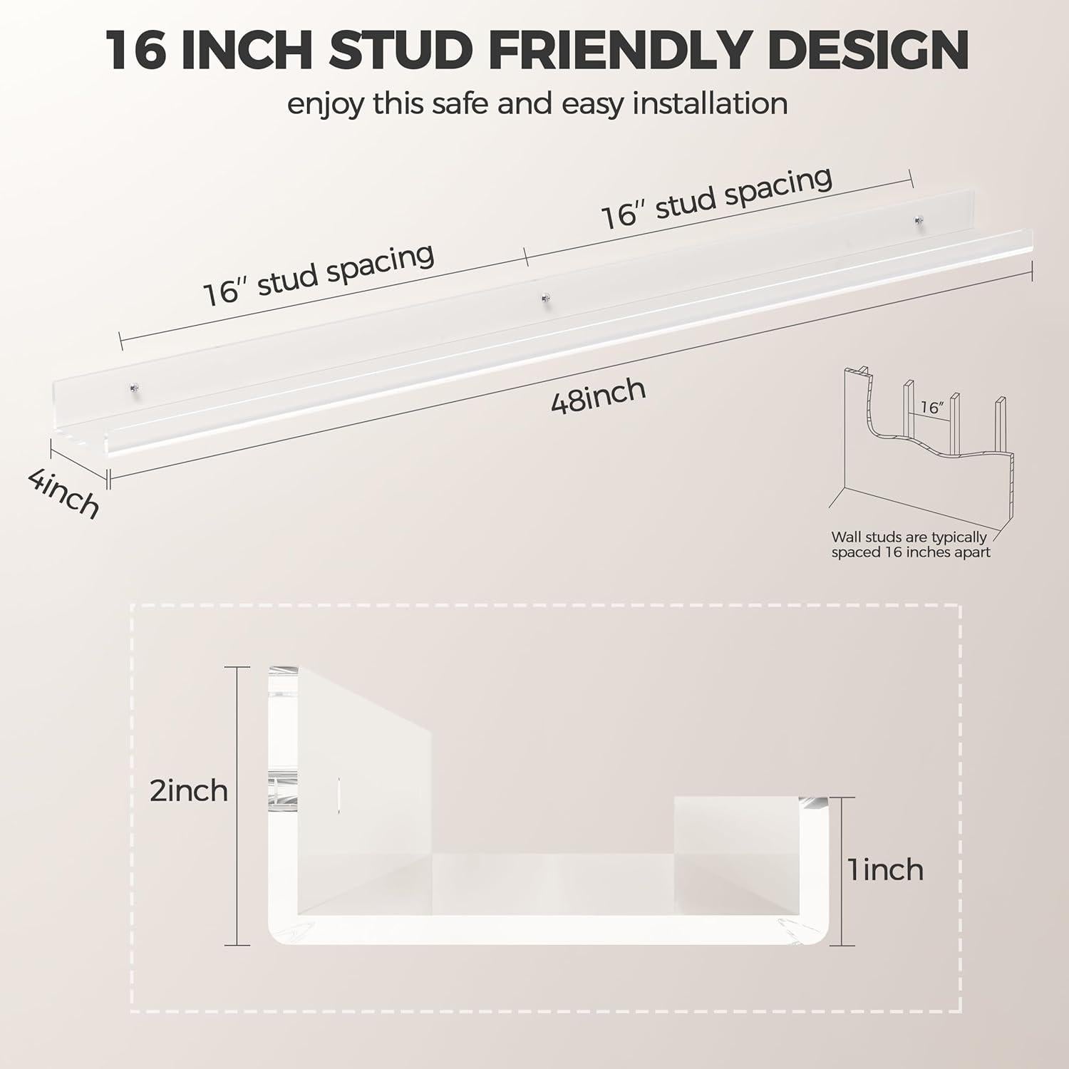 Estante Flotante Acrílico HBlife 48" Paquete de 4 para Niños