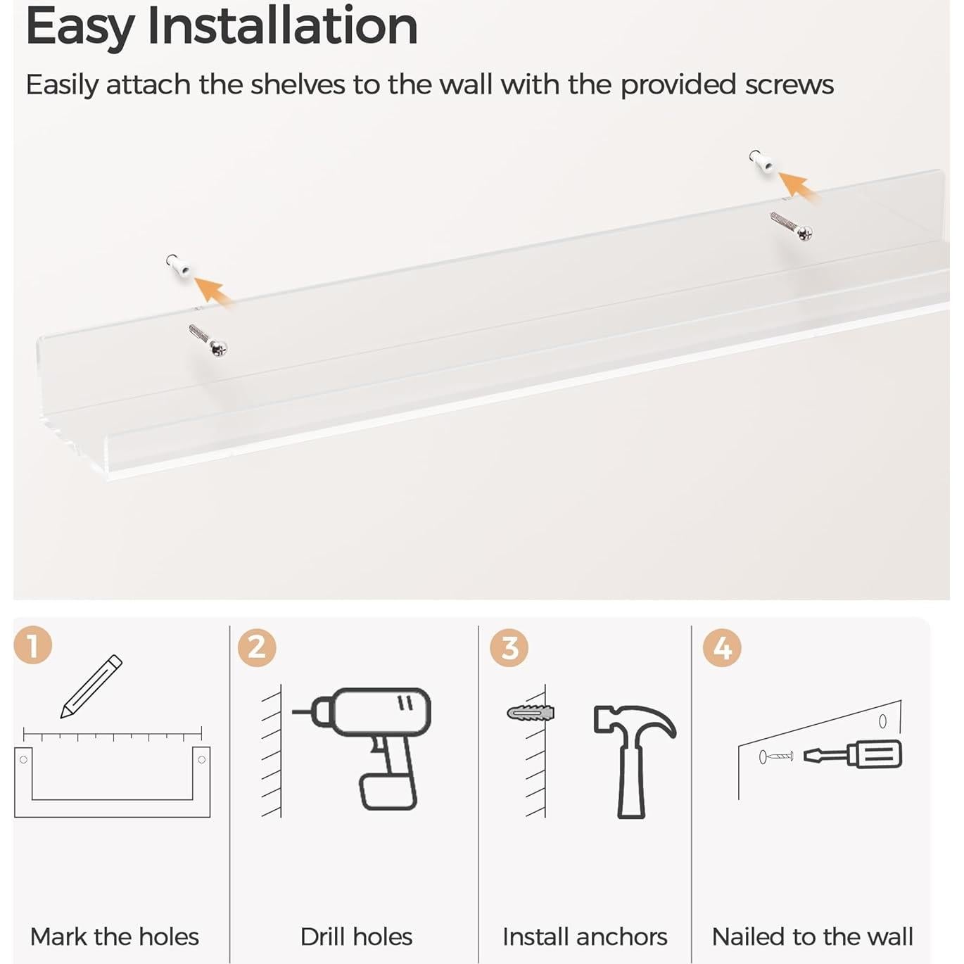 Estante Flotante Acrílico HBlife 48" Paquete de 4 para Niños