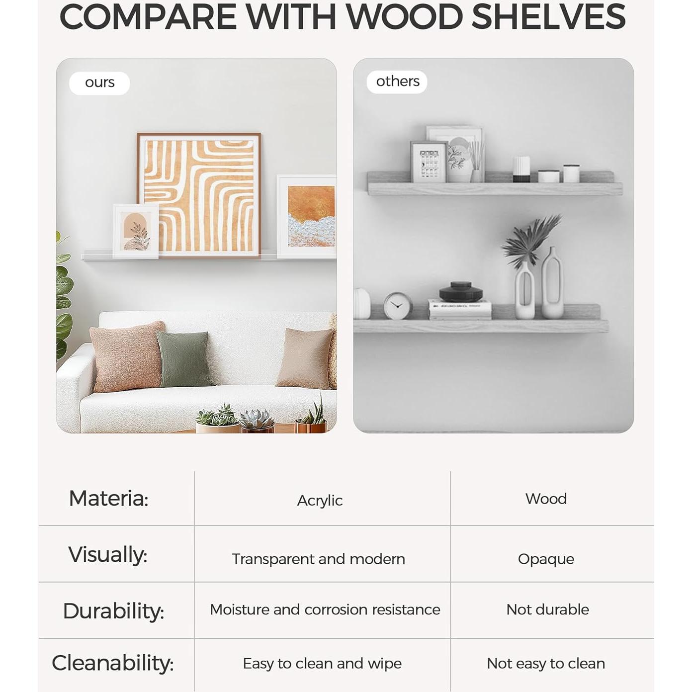 Estante Flotante Acrílico HBlife 48" Paquete de 4 para Niños