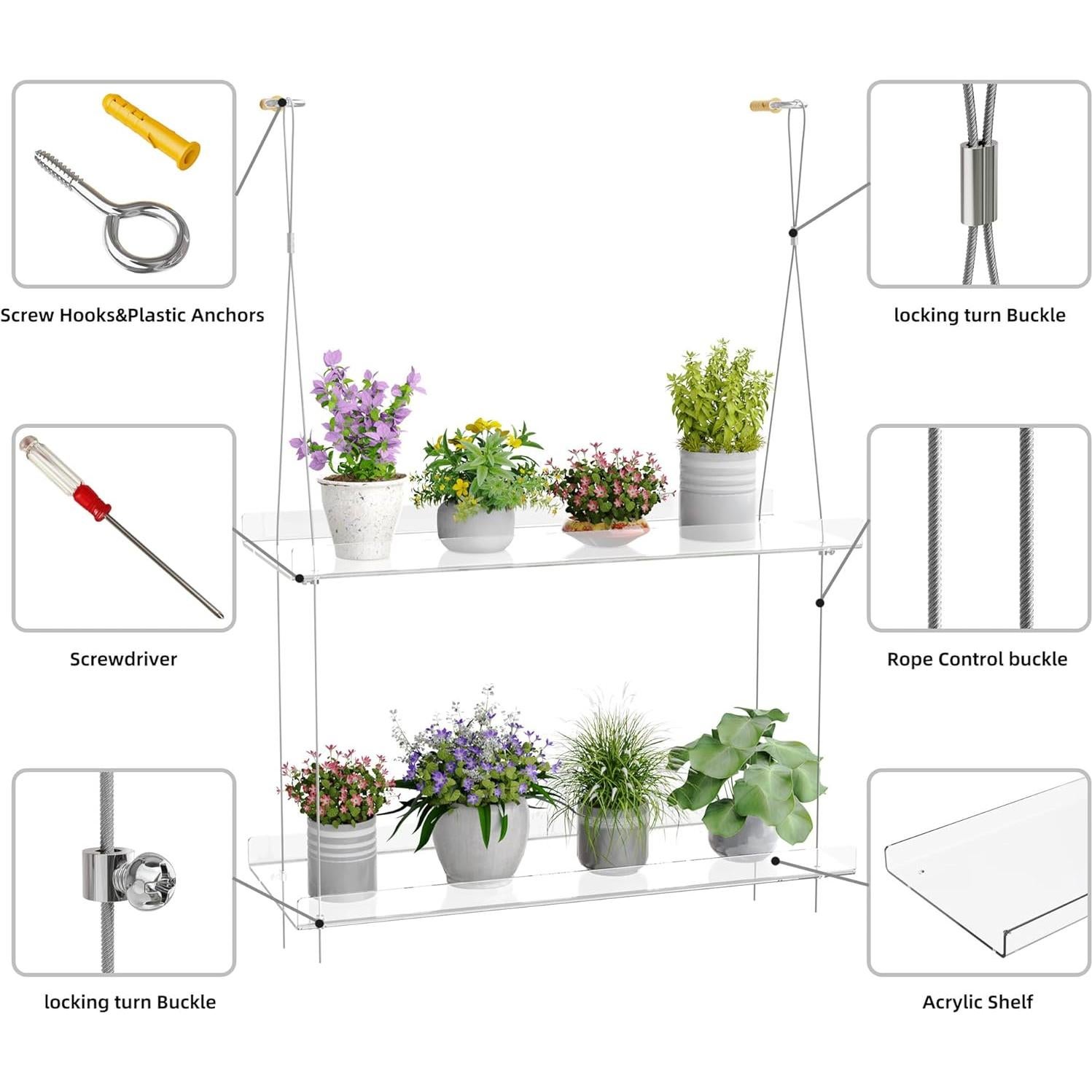 Estantes para Plantas Colgantes ZASIMO 3 Niveles Acrílico