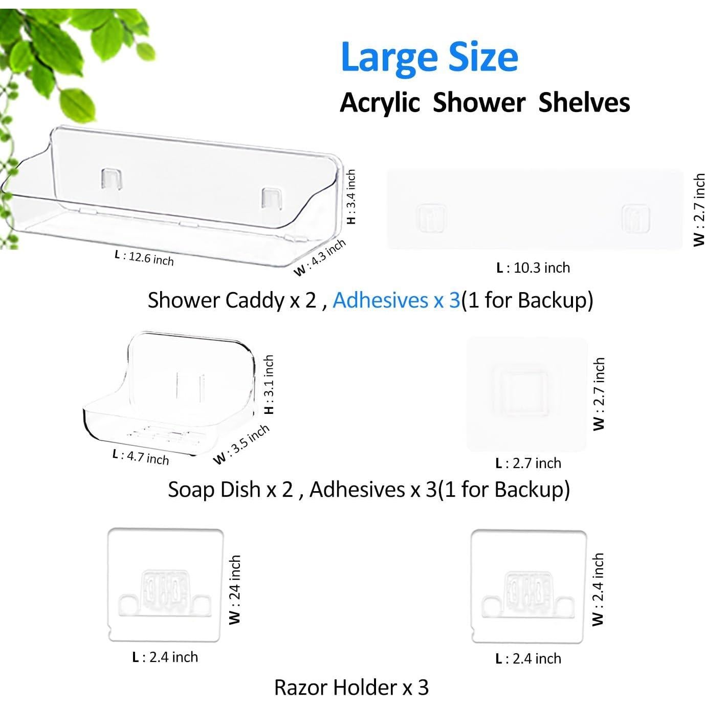 Estante de Ducha Autoadhesivo Batheer Acrílico Transparente 32cm
