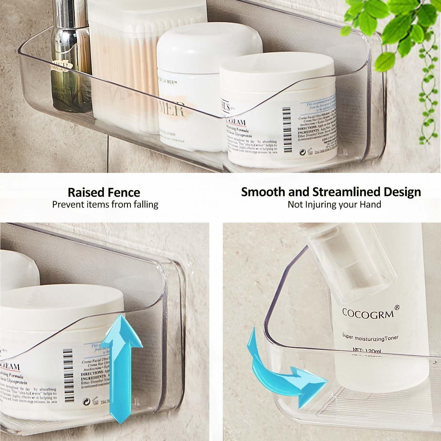 Estante de Ducha Autoadhesivo Batheer Acrílico Transparente 32cm