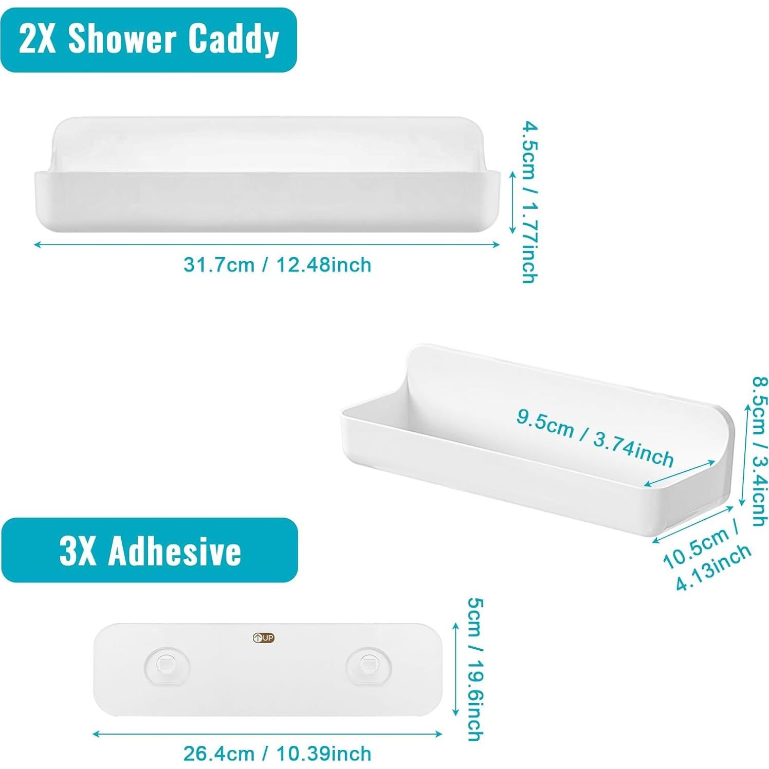 Estante de Ducha Adhesivo CGBE 2 Paquetes Acrílico Blanco