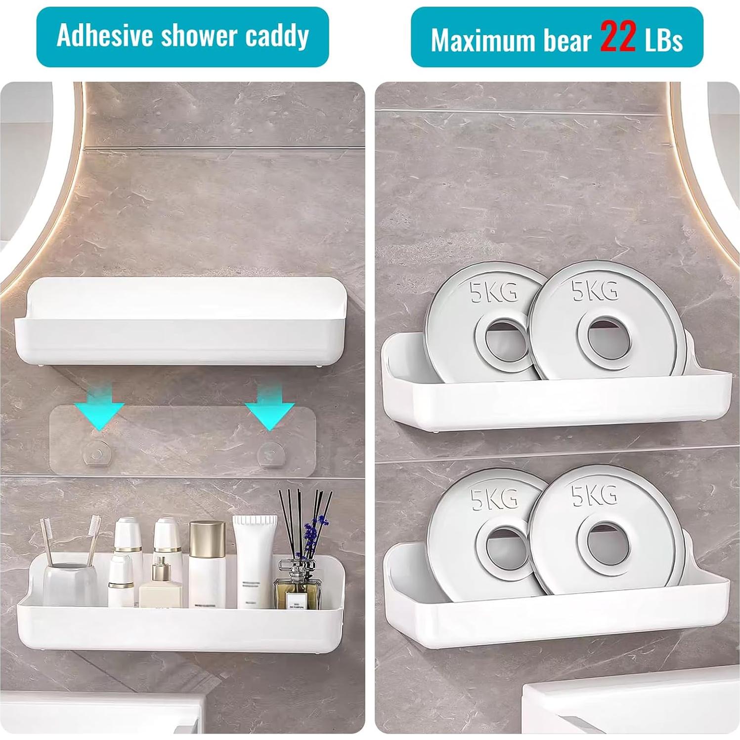 Estante de Ducha Adhesivo CGBE 2 Paquetes Acrílico Blanco