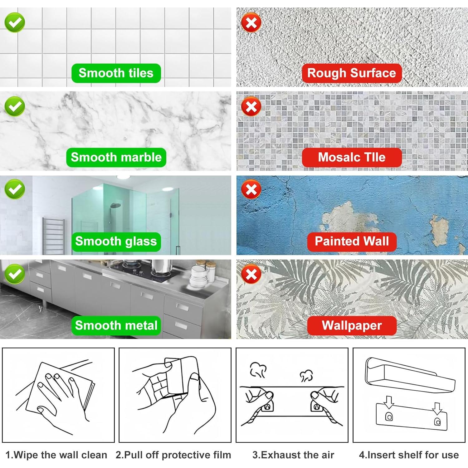Estante de Ducha Adhesivo CGBE 2 Paquetes Acrílico Blanco