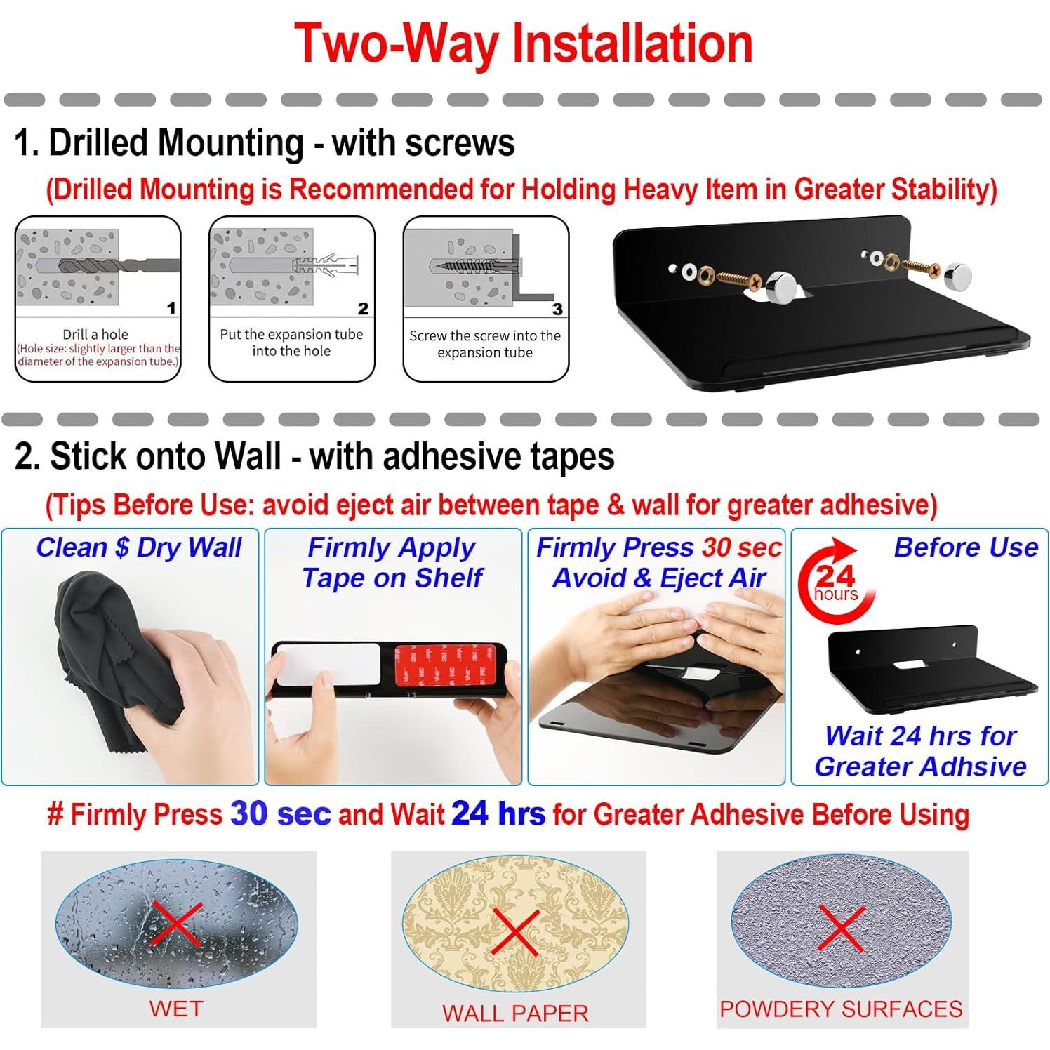 Estante Flotante Cosmos Negro 2 Piezas 19.8x14.7 cm