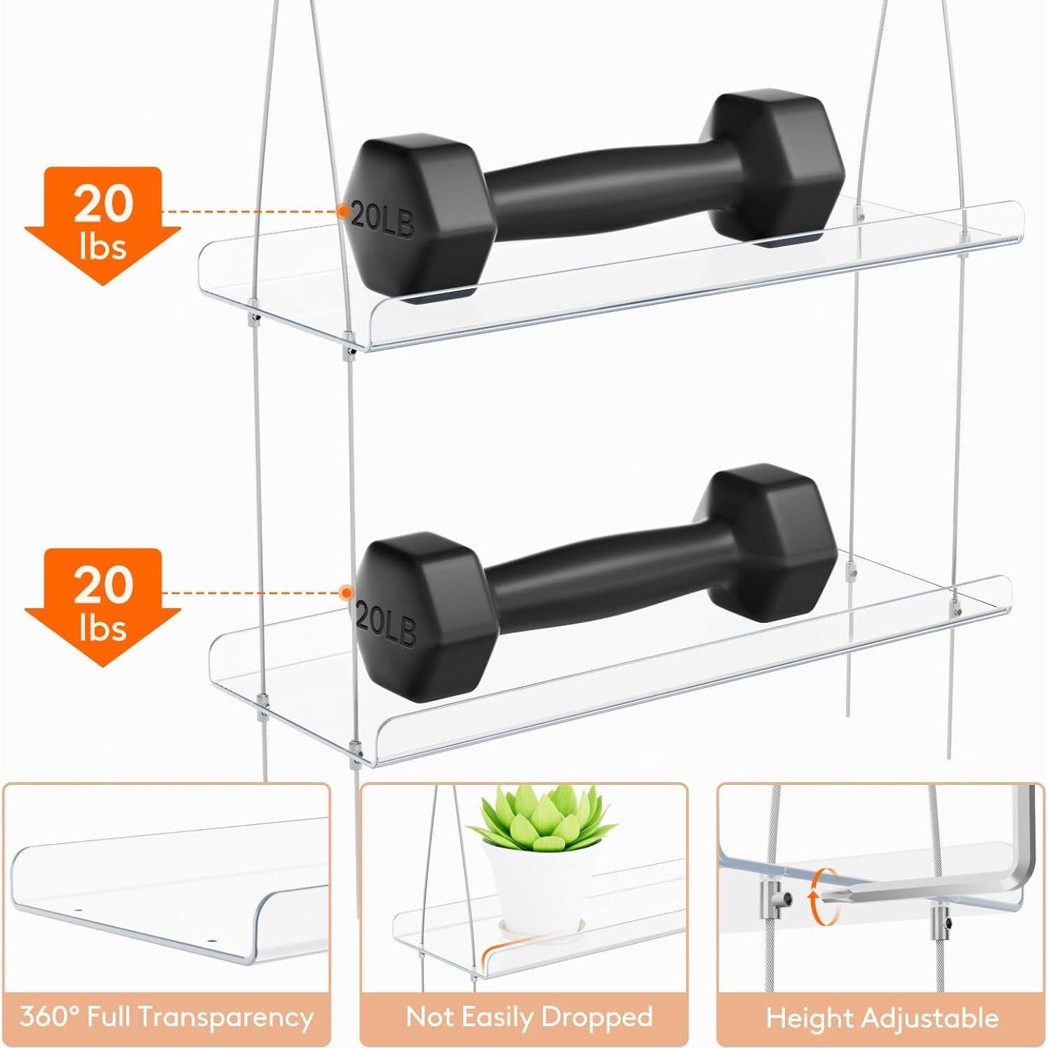 Estante Flotante Colgante Lifewit 3 Niveles 38 cm Acrílico