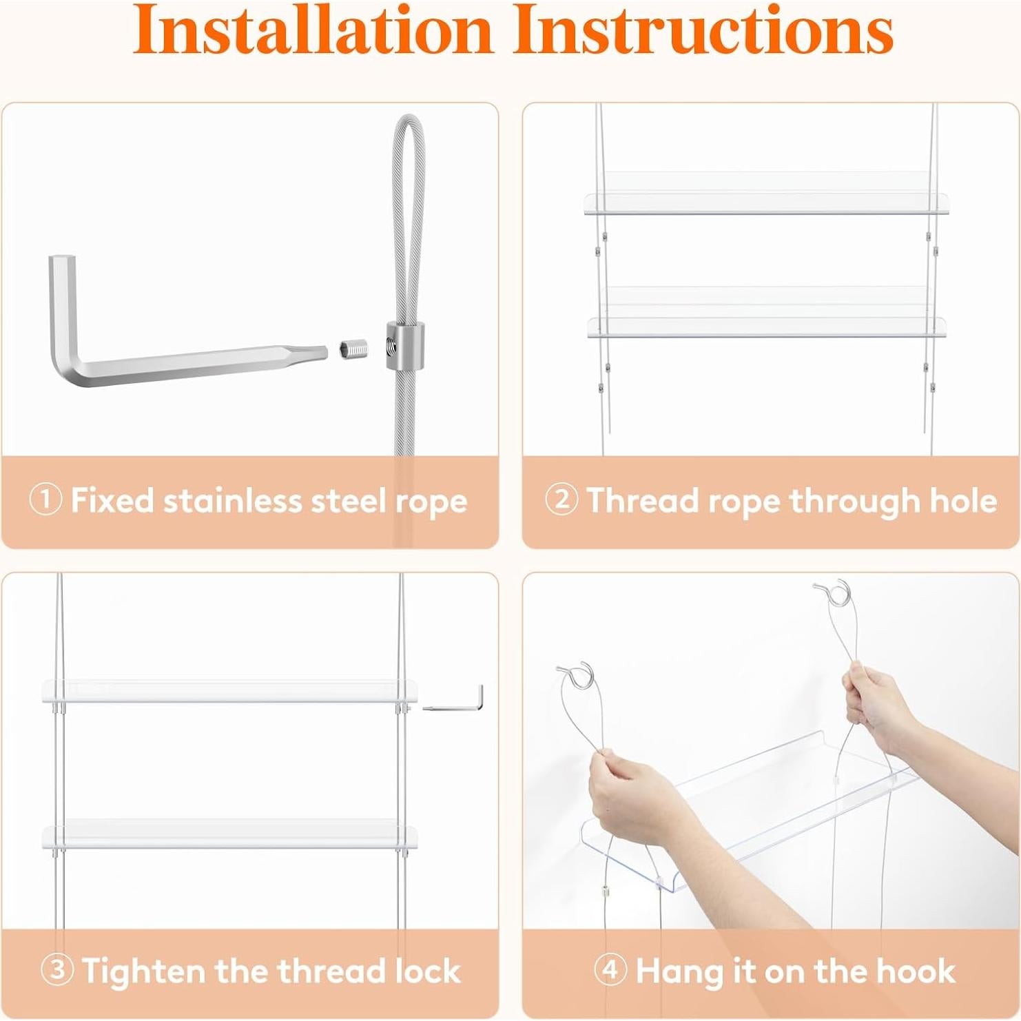 Estante Flotante Colgante Lifewit 3 Niveles 38 cm Acrílico