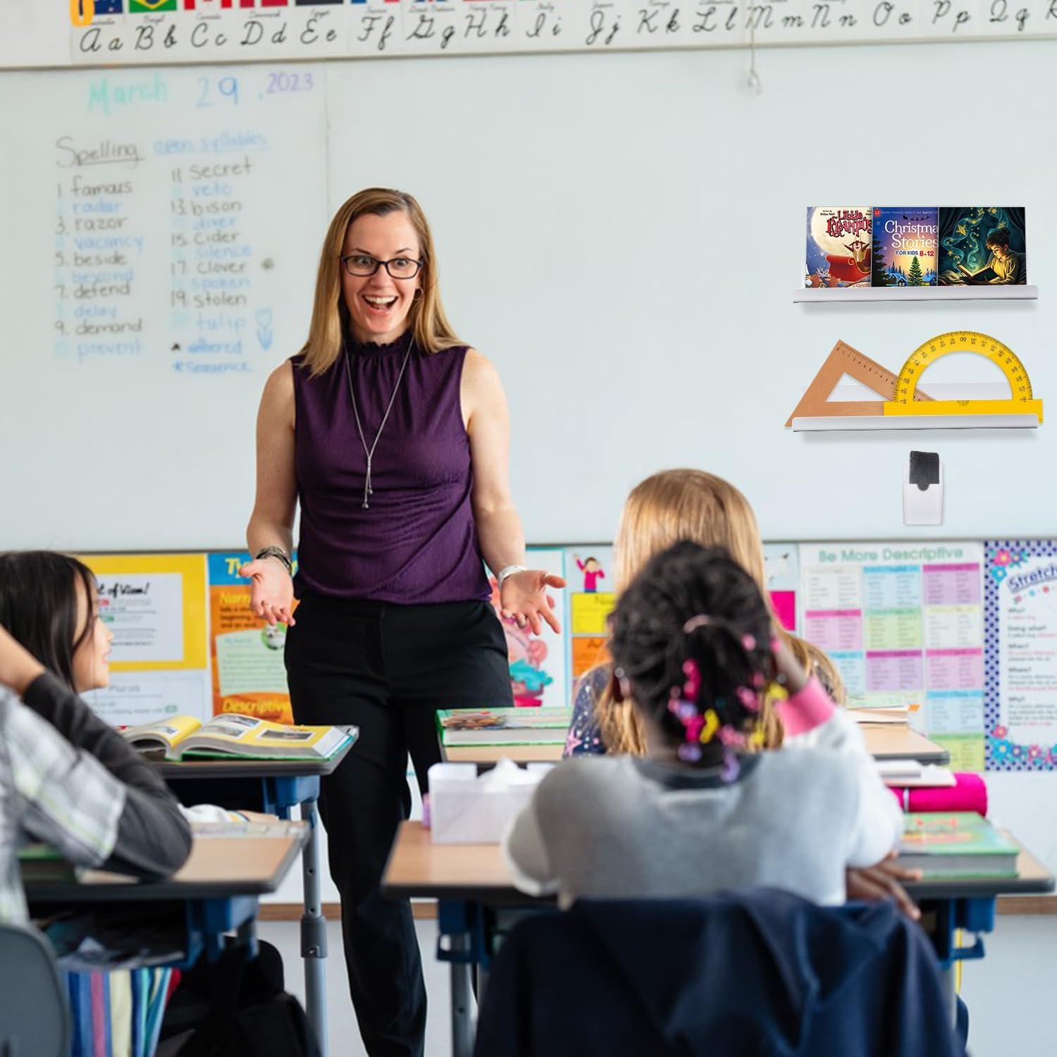 Estante de Libros Magnético CUALFEC 2 Pcs Acrílico 44.2x8.4x7.9 cm