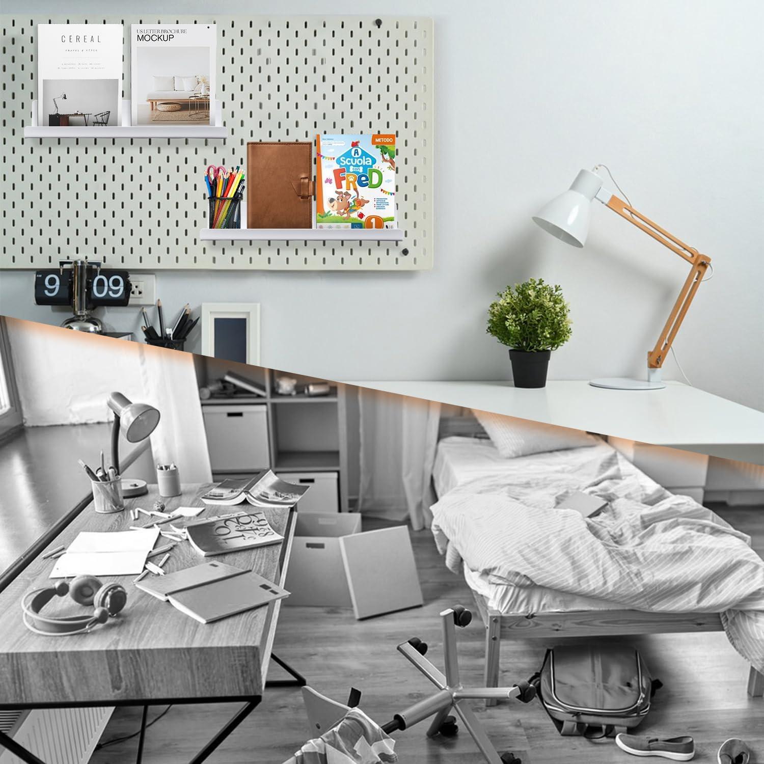 Estante de Libros Magnético CUALFEC 2 Pcs Acrílico 44.2x8.4x7.9 cm