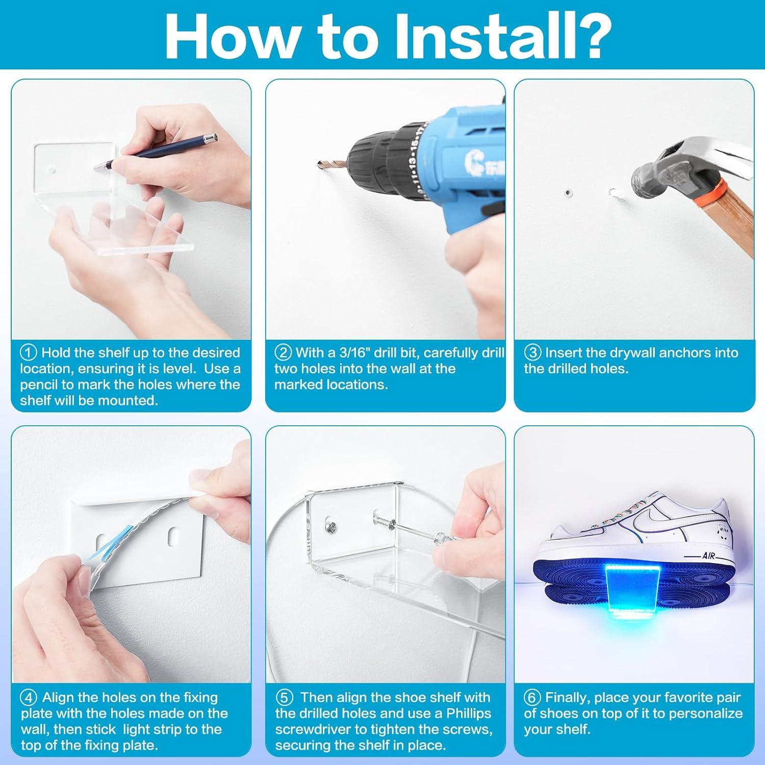 Estante Flotante para Zapatos DILIBRA con Luces LED 18 Pcs