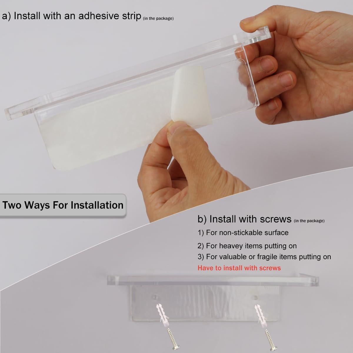 Estante Flotante Pequeño EHKIT Acrílico Transparente 18.54x10.92cm