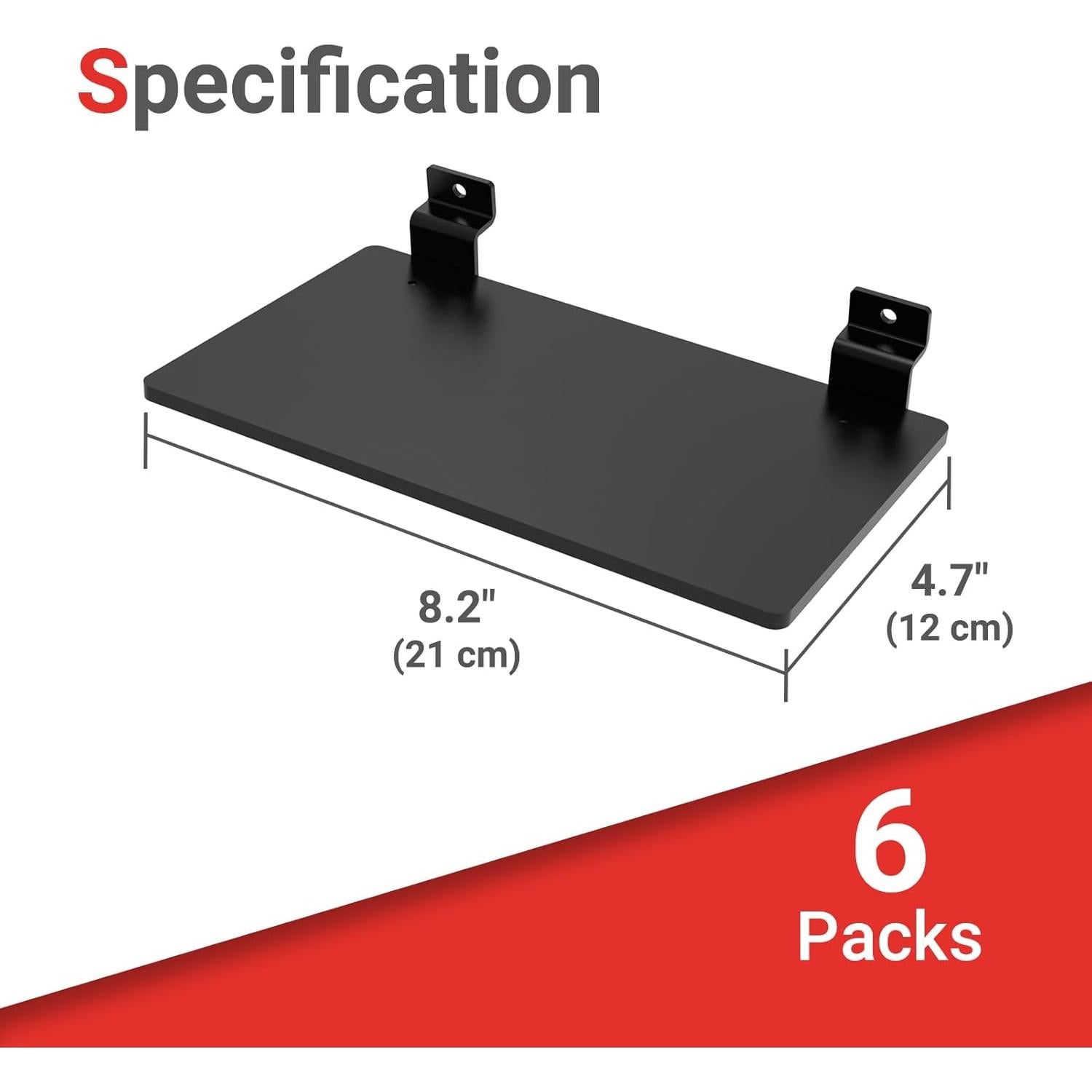 Estantes de Acrílico Negro Swift Courser para Slatwall - 6 Piezas