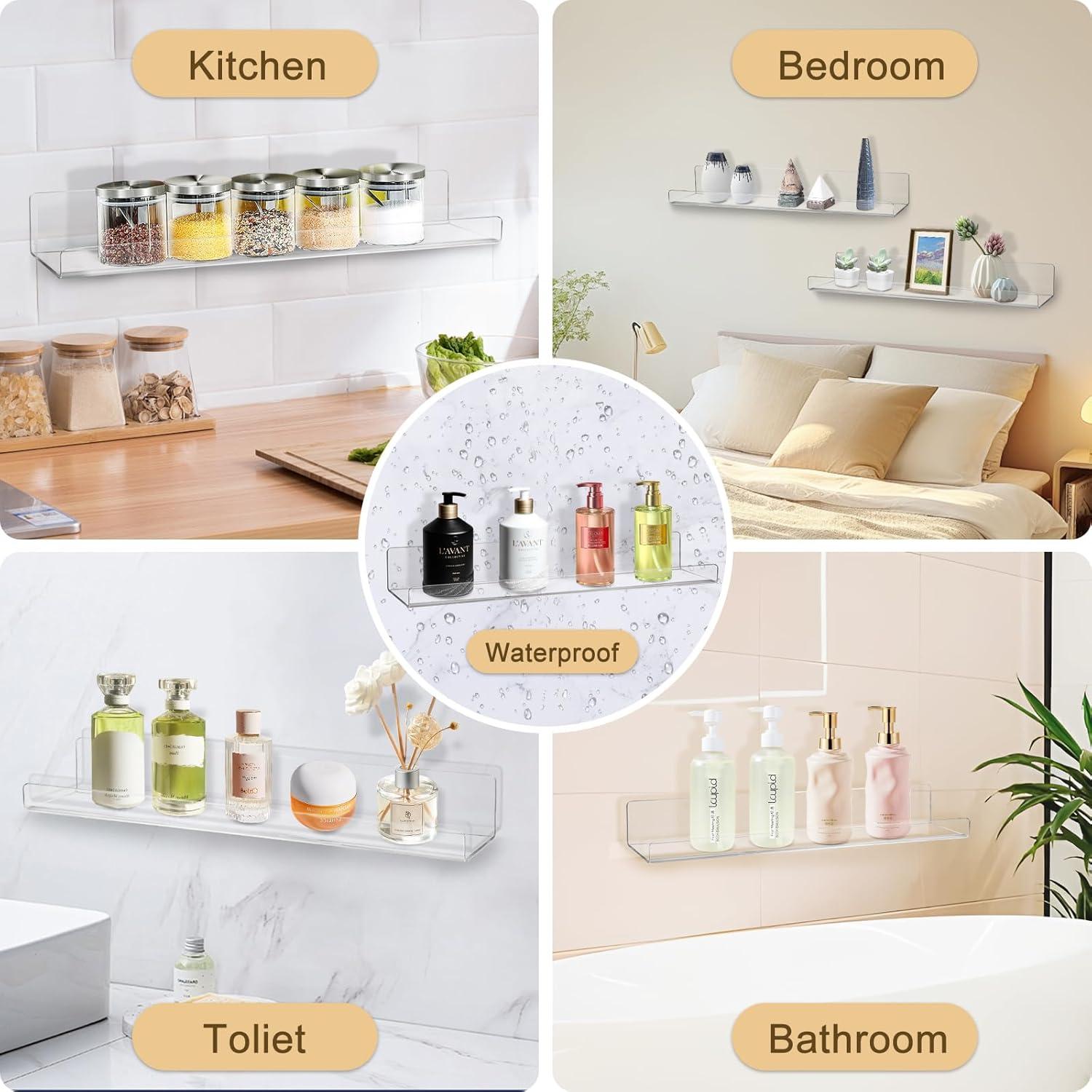 AMEITECH Estantes Flotantes Acrílicos 4 Paquete 38.1 cm