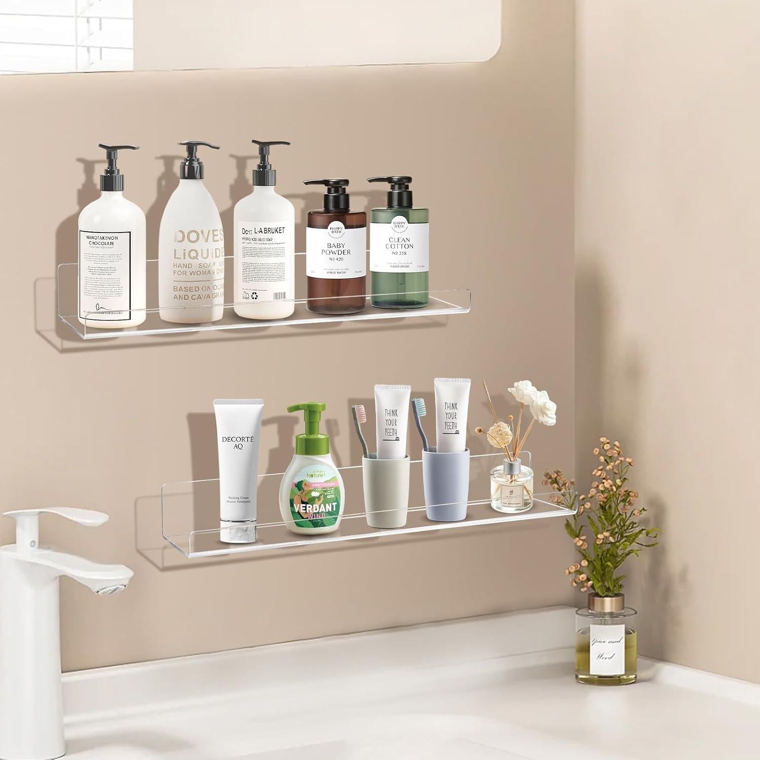 AMEITECH Estantes Flotantes Acrílicos 4 Paquete 38.1 cm