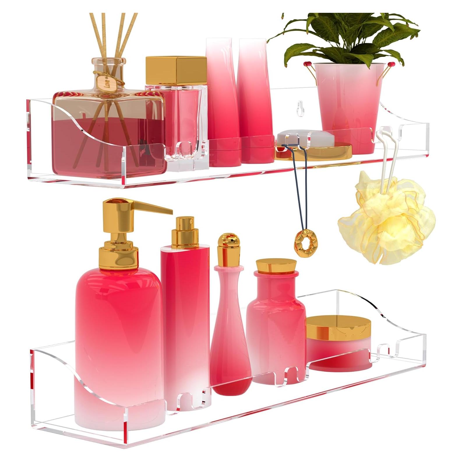 Estantes Acrílicos Flotantes XQIGI para Baño - 2 Paquetes 38.1x10.2cm