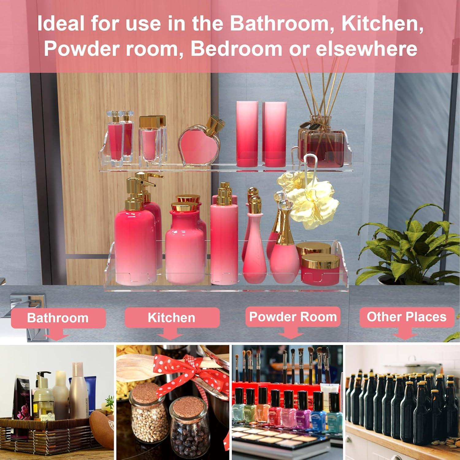 Estantes Acrílicos Flotantes XQIGI para Baño - 2 Paquetes 38.1x10.2cm