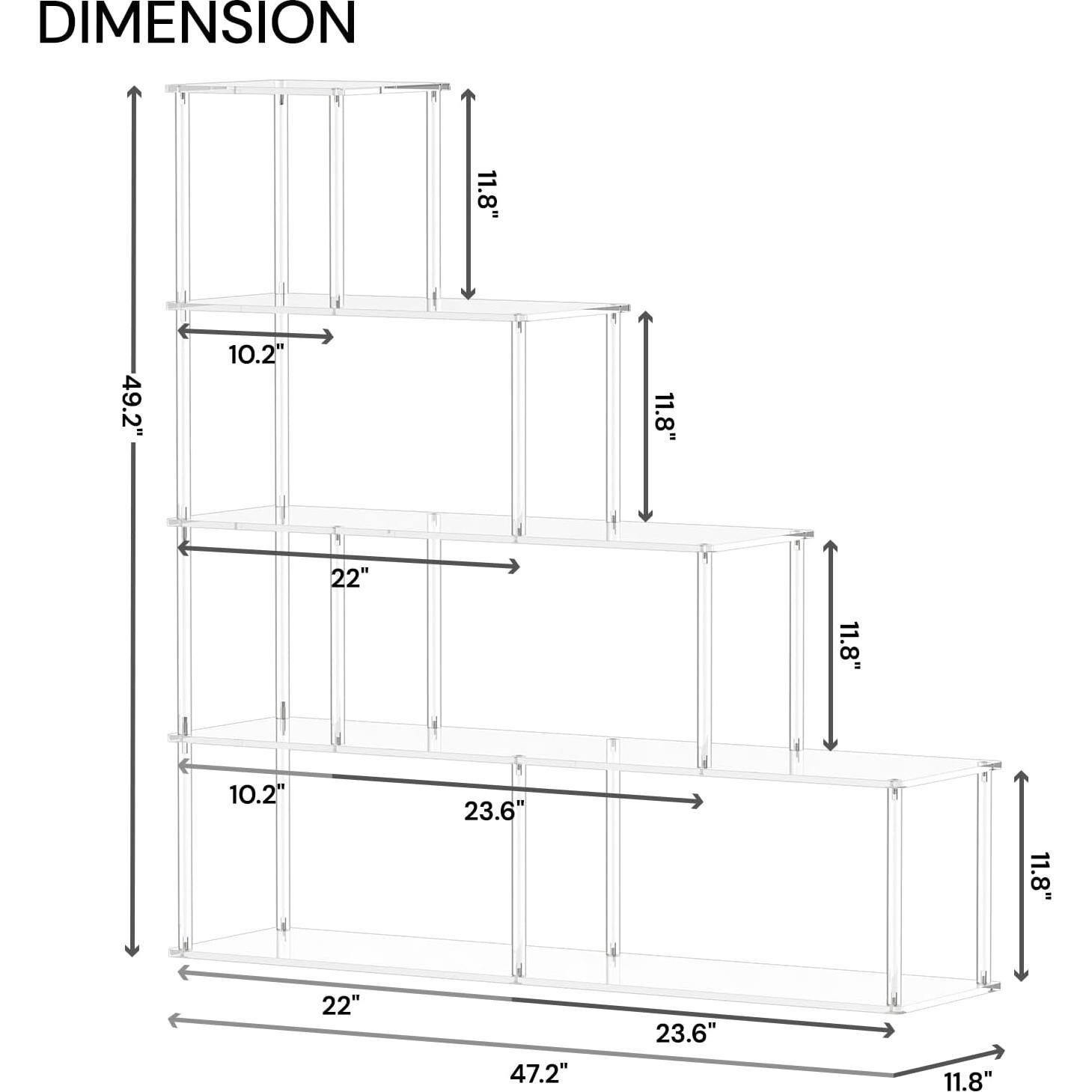 Estantería Acrílica 5 Niveles CRTERICX 120x125 cm Transparente