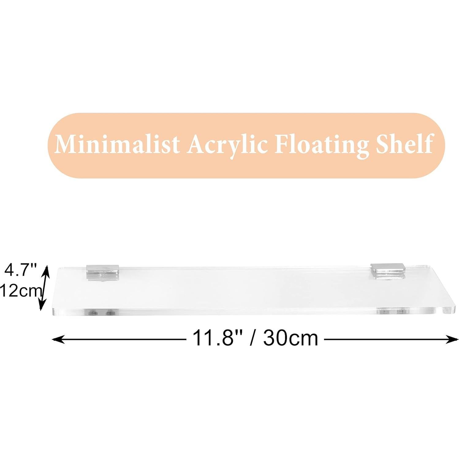 Estantes Flotantes Acrílicos iobiotio 30.48 cm Transparente 2 Pcs