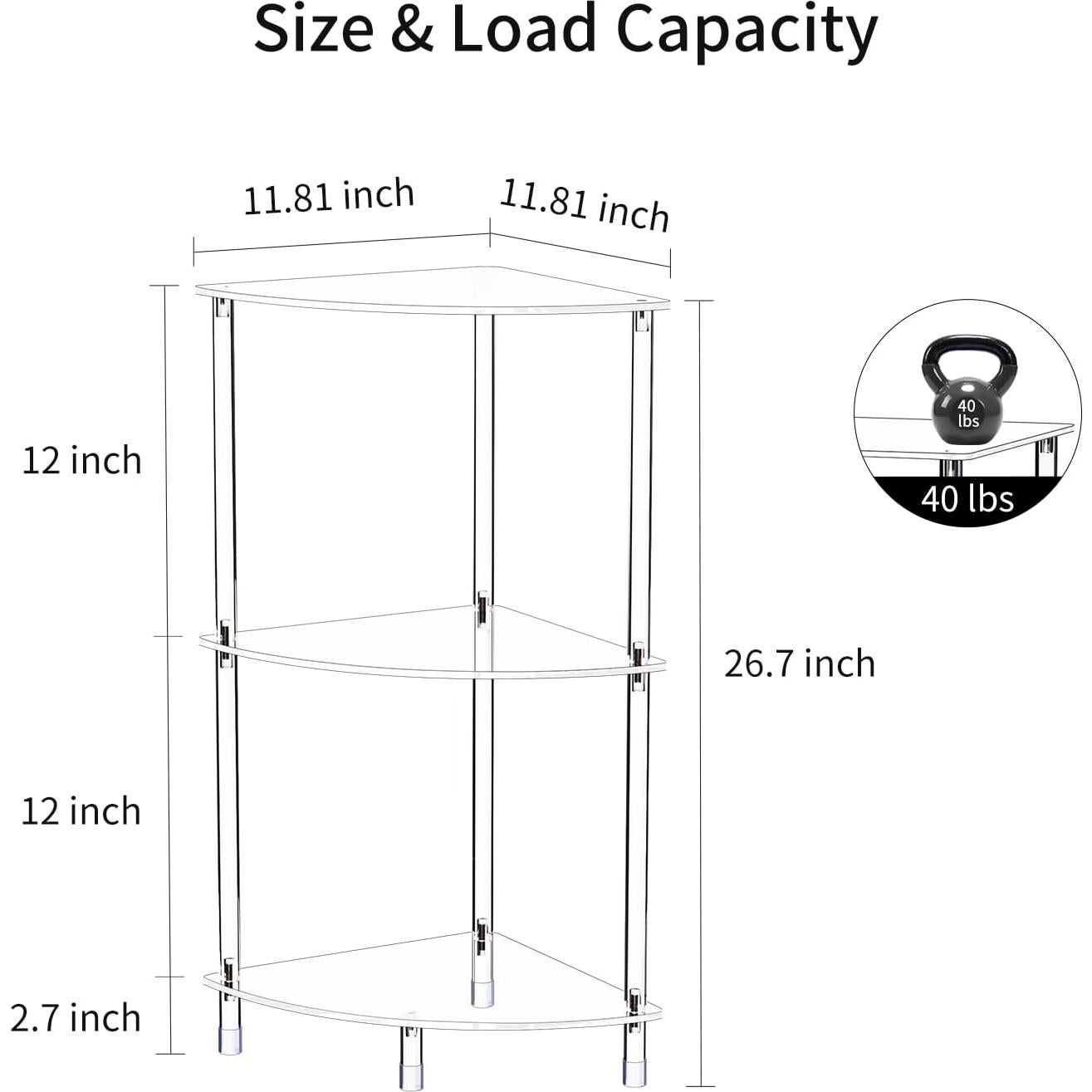 Juego de 2 Mesas Laterales Acrílicas Triangulares 3 Niveles Bkemiy