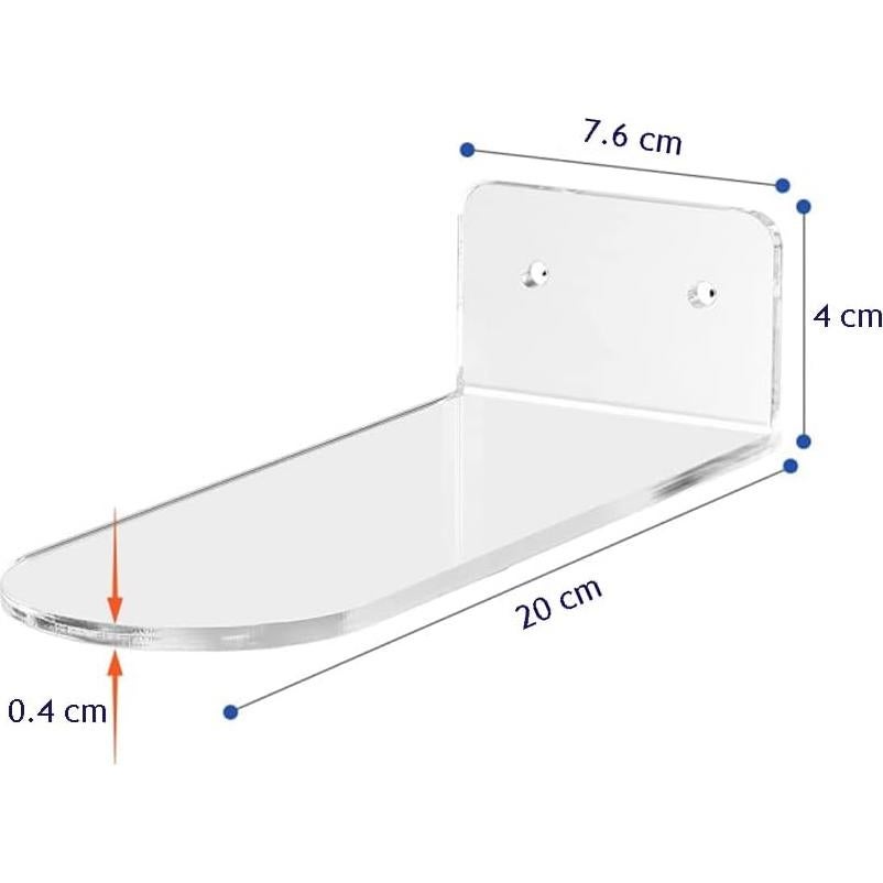 Estantes Flotantes Acrílico Transparente Teensery 20x7.6 cm - 2 Pcs
