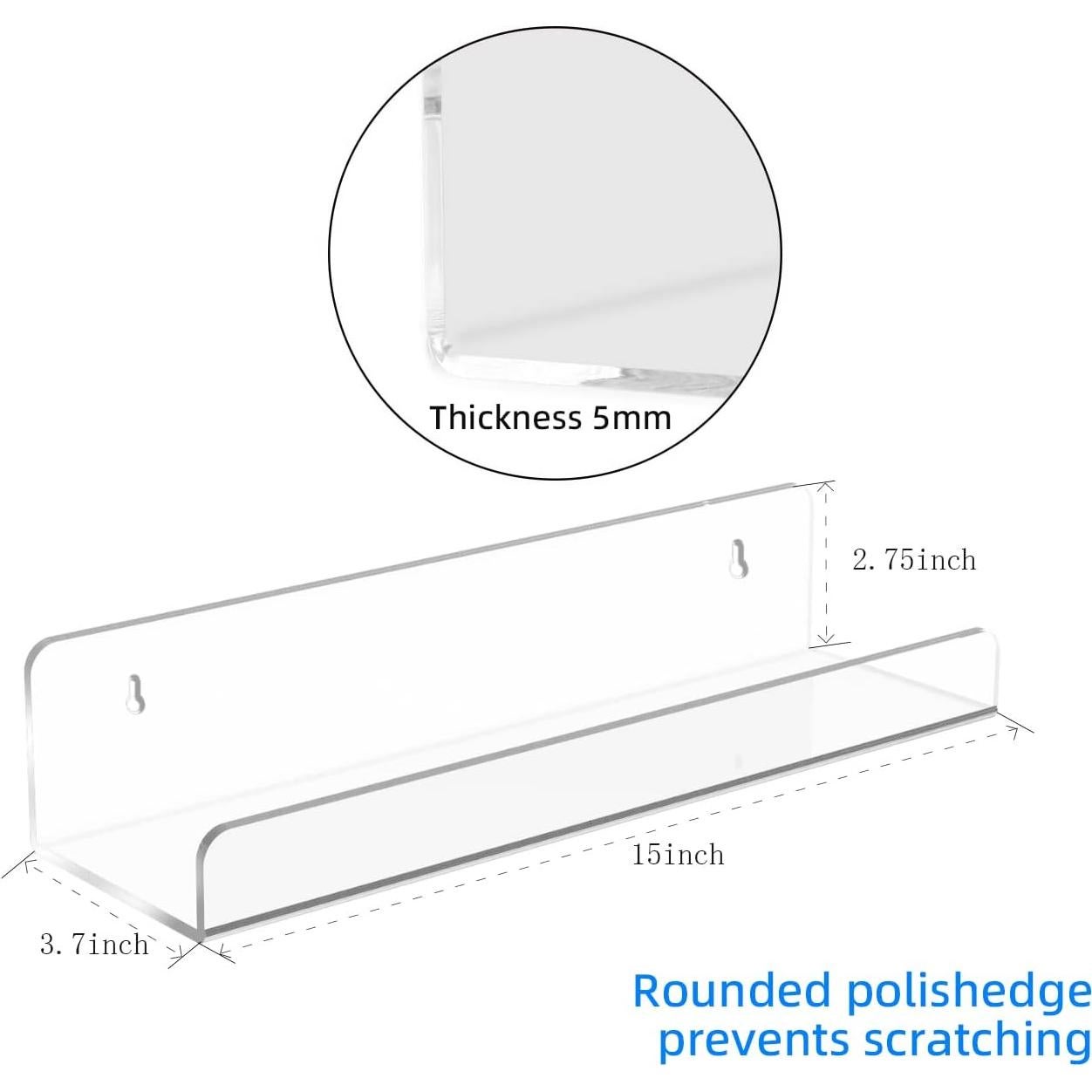 Estantes Flotantes de Acrílico HESIN 38.1cm - 2 Paquete