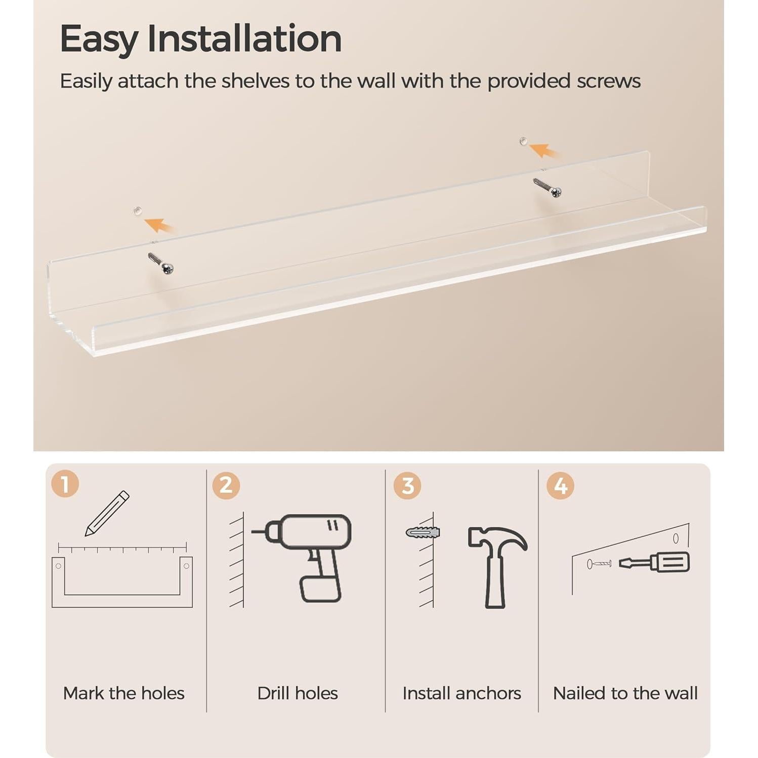 Estantes Flotantes Acrílico Famyards 91 cm Paquete de 3