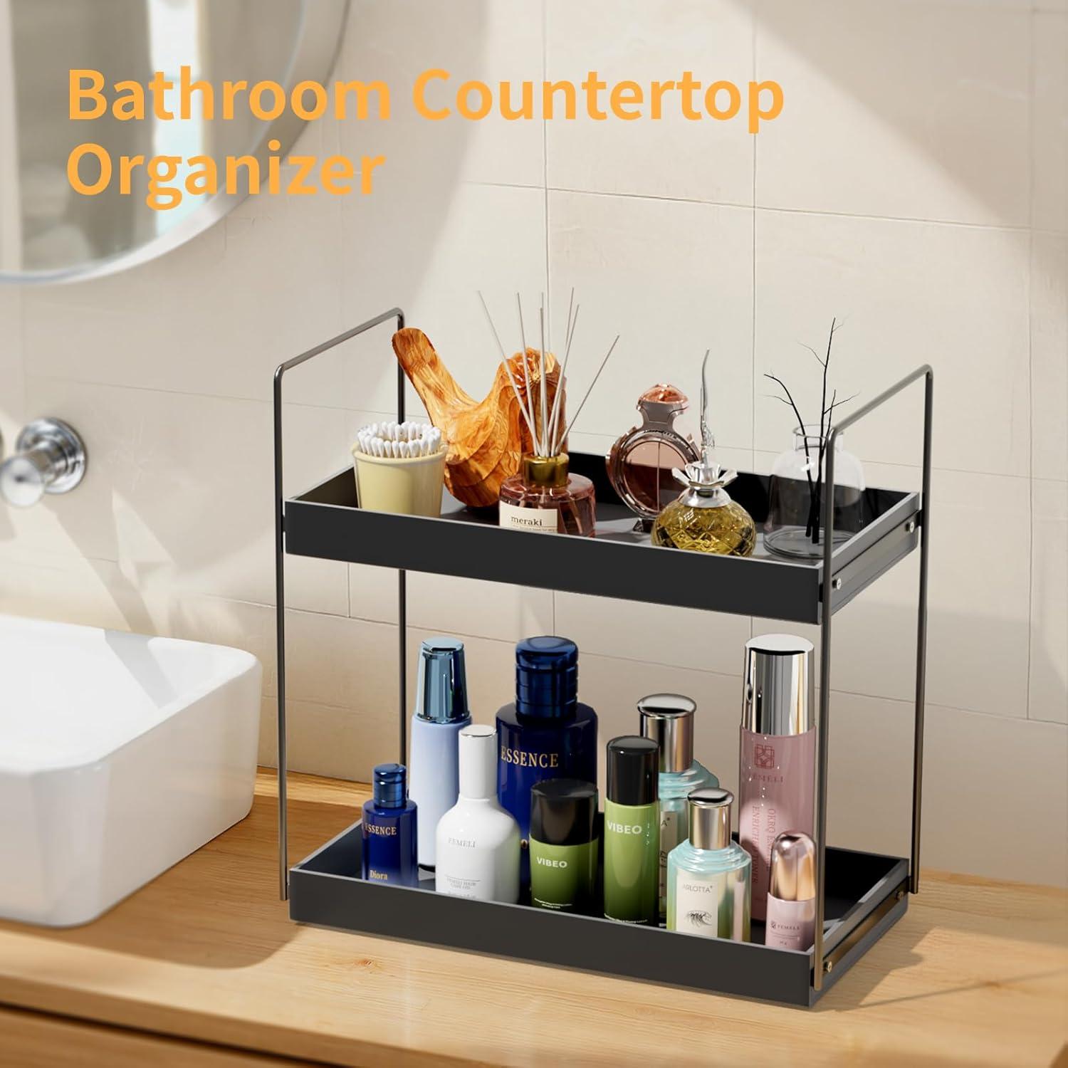Organizador de Encimera de Baño NPPLUS 2 Niveles Metal Negro