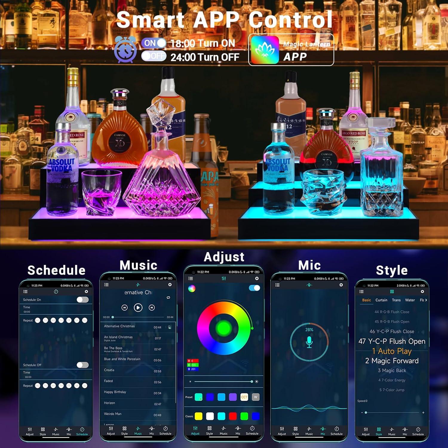 Estante de exhibición de botellas de licor GOH&FTY LED 3 niveles