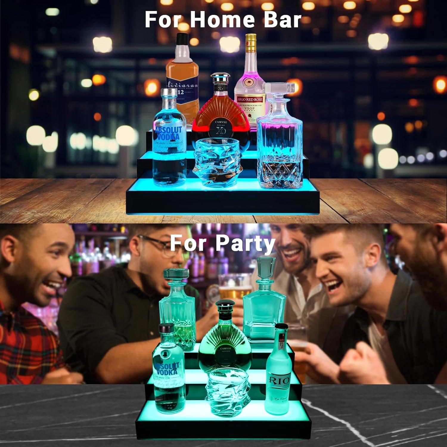 Estante de exhibición de botellas de licor GOH&FTY LED 3 niveles