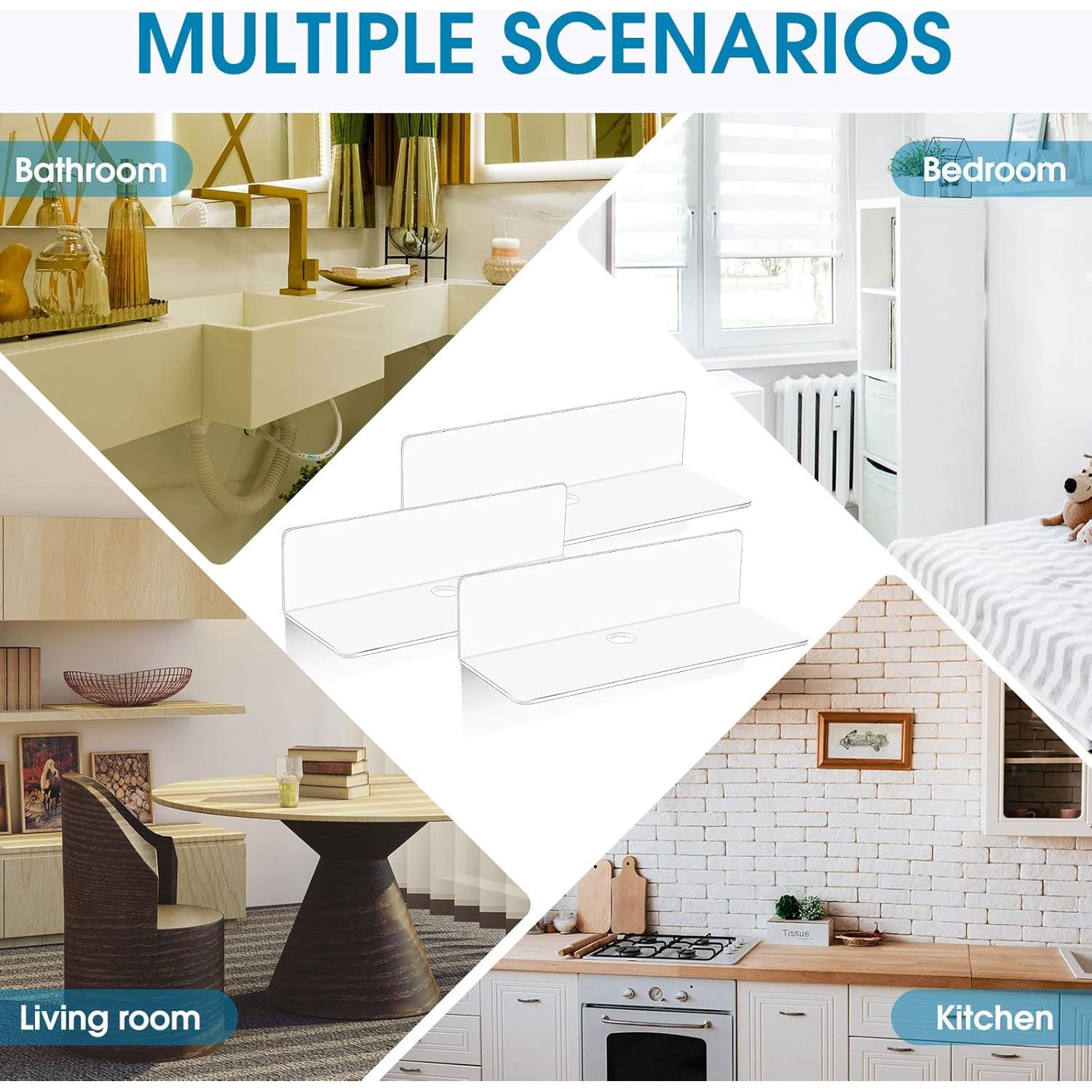 8 Estantes Flotantes Adhesivos Maitys 22.9x10.1 cm Blanco