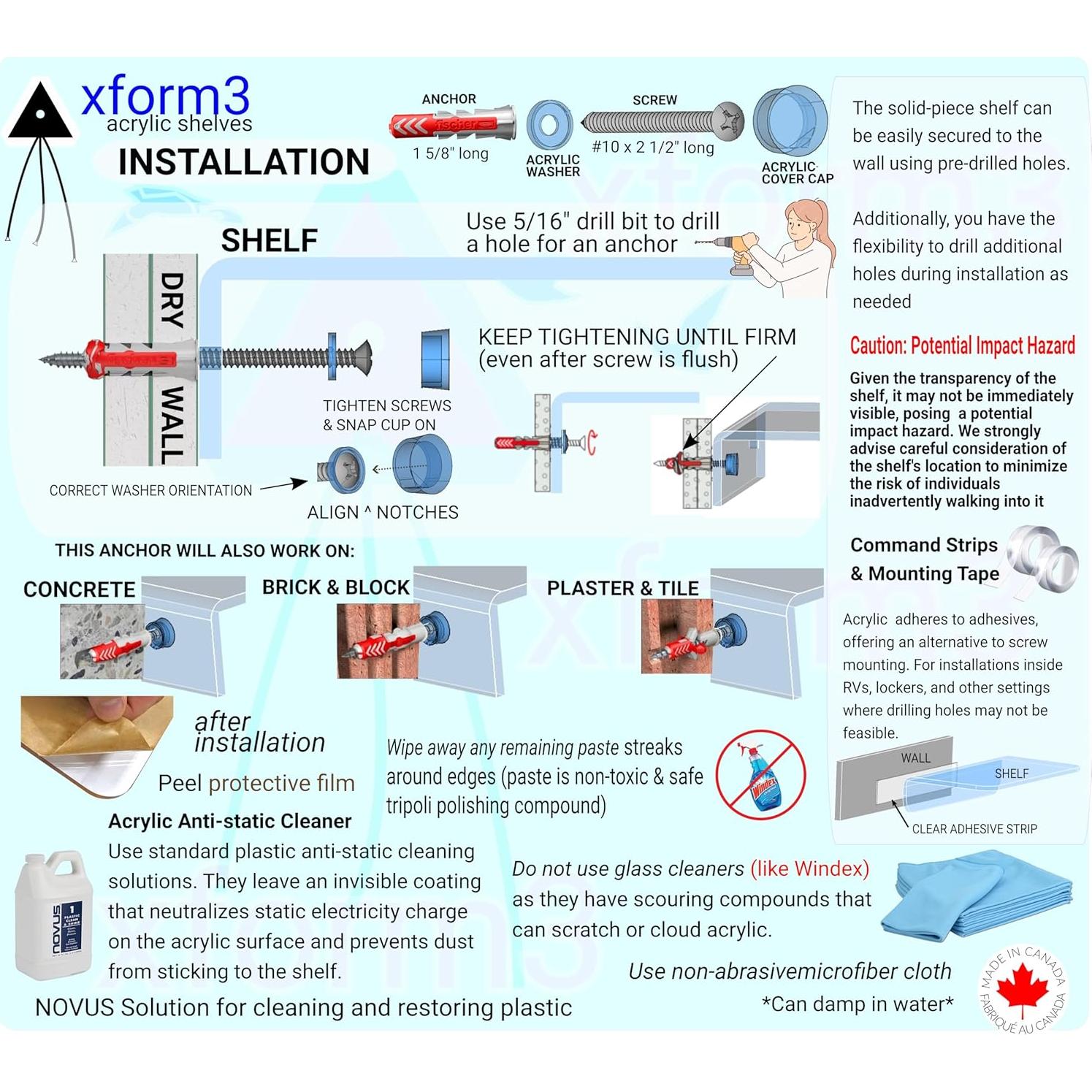Estante Flotante Acrílico Xform3 101.6 cm Personalizable