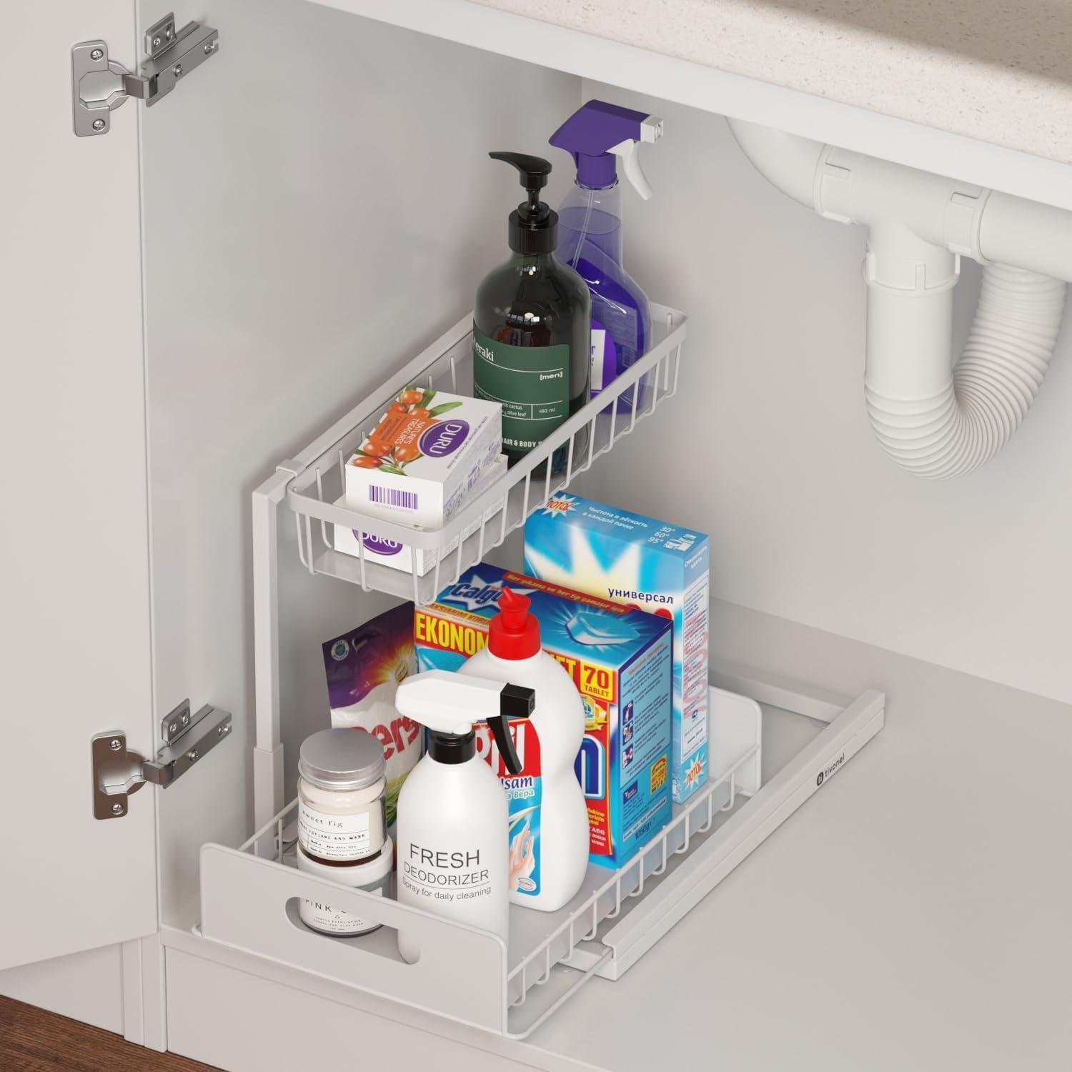 Organizador Bajo Fregadero TIVONEL Blanco 2 Niveles 1 Paquete