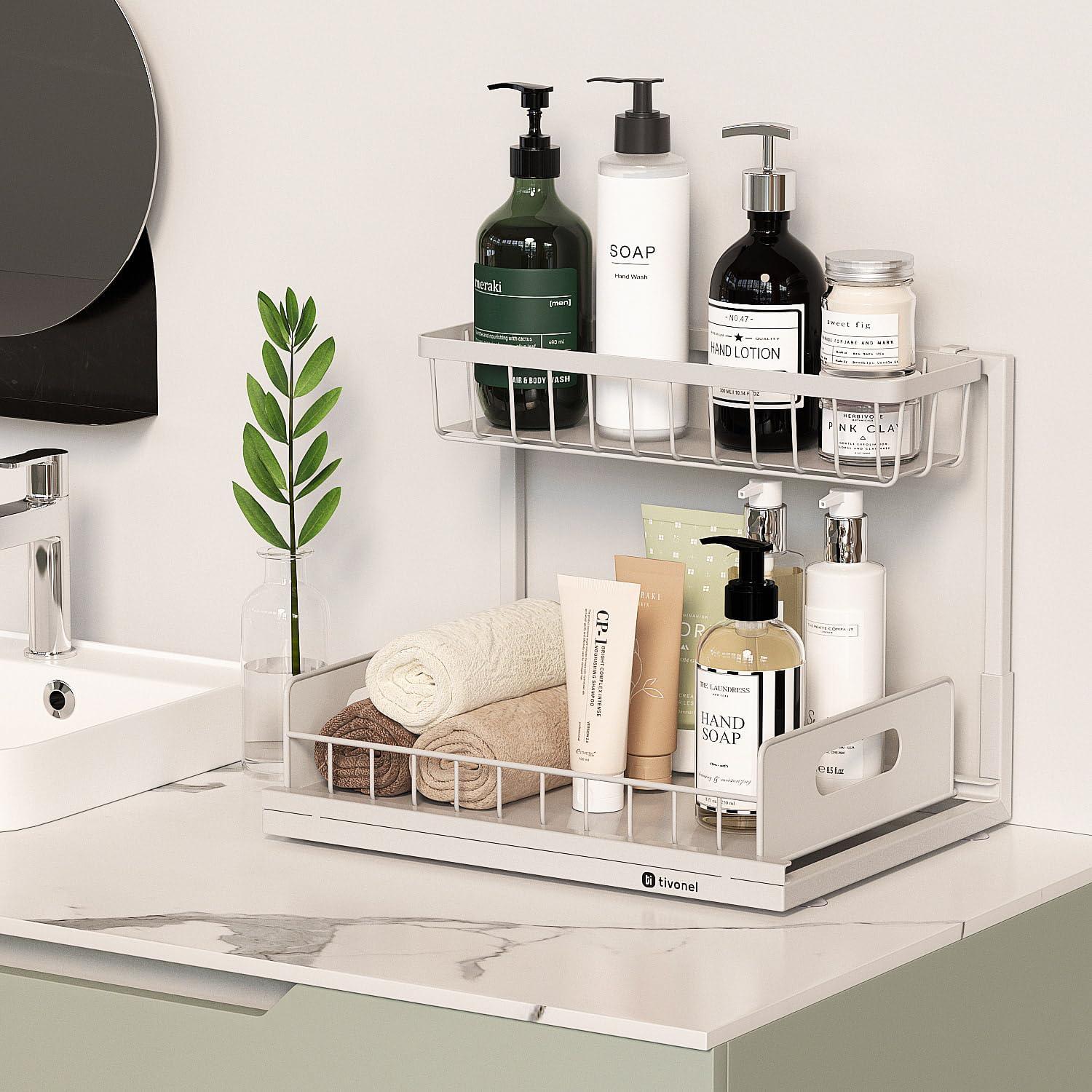 Organizador Bajo Fregadero TIVONEL Blanco 2 Niveles 1 Paquete