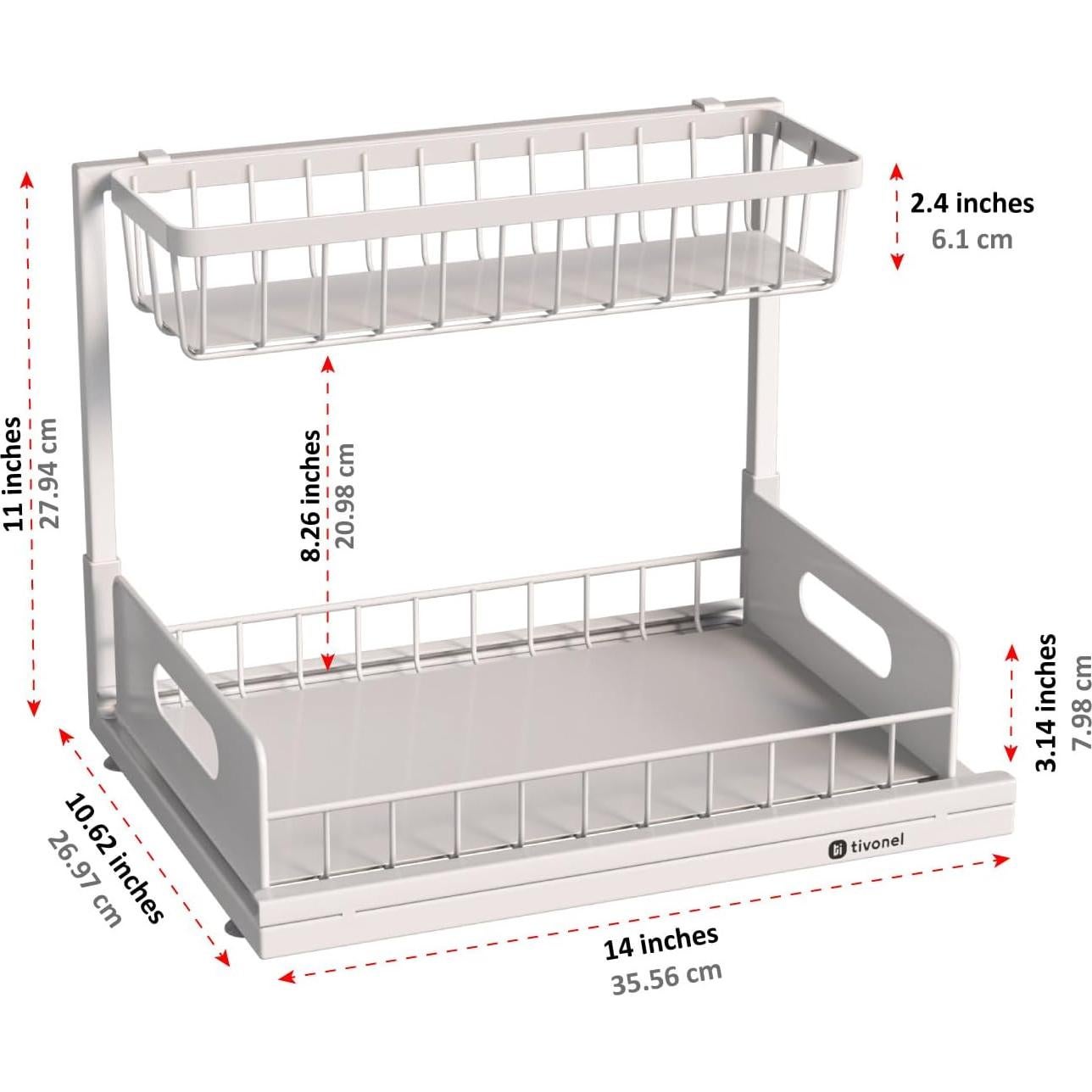 Organizador Bajo Fregadero TIVONEL Blanco 2 Niveles 1 Paquete