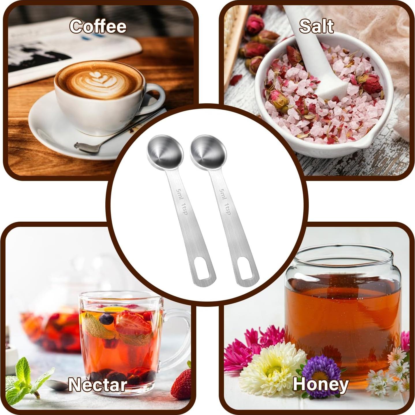 Cucharas Medidoras de Acero Inoxidable Mozeat Lens 5ml 2 Pcs