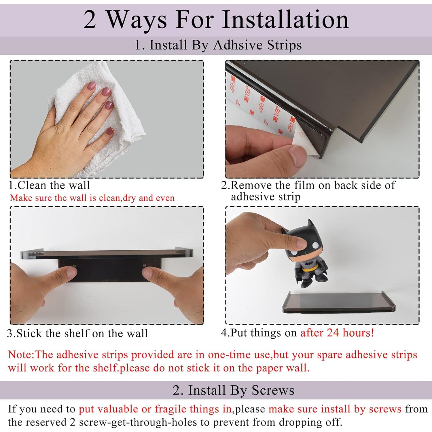 Estante de Pared Adhesivo MATIMASU Negro 18.5x10.8 cm