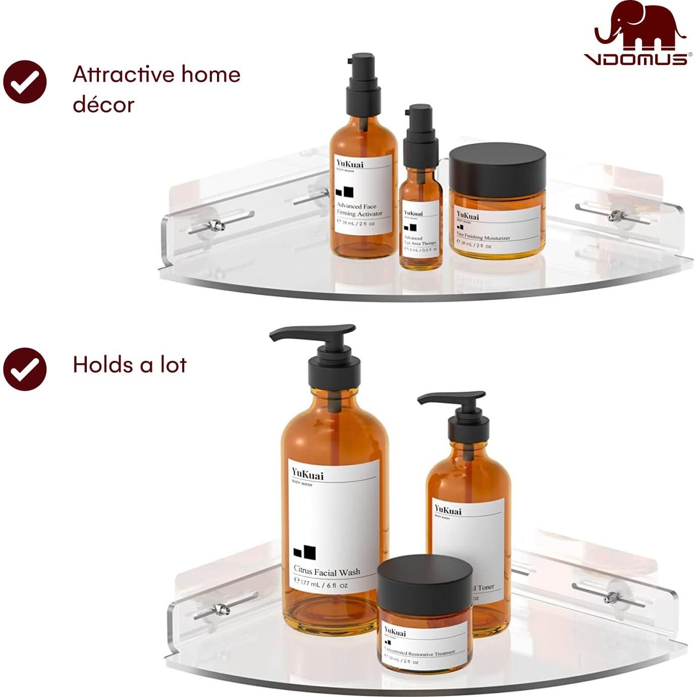 Juego de 2 Estantes de Ducha Vdomus - Organizador Acrílico Adhesivo