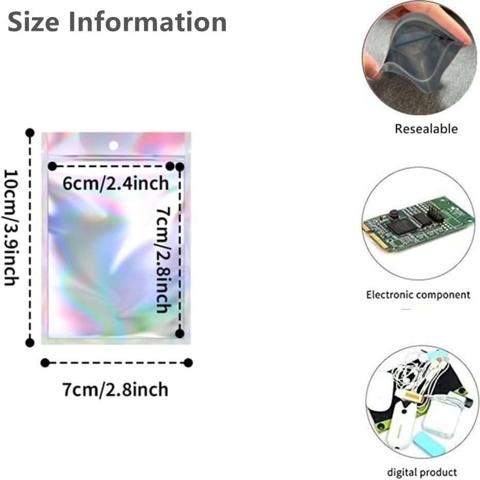Paquete de 200 Bolsas Mylar Reutilizables Xinhongo 7.1x9.9cm