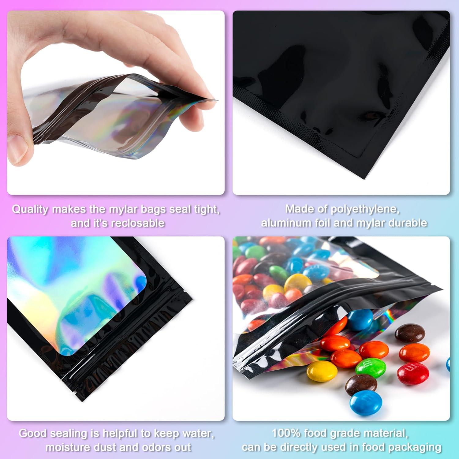 100 Bolsas Holográficas Reutilizables CADONO 7.6x10.2cm Negro