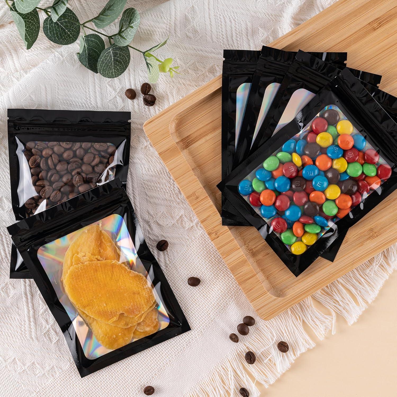 100 Bolsas Holográficas Reutilizables CADONO 7.6x10.2cm Negro