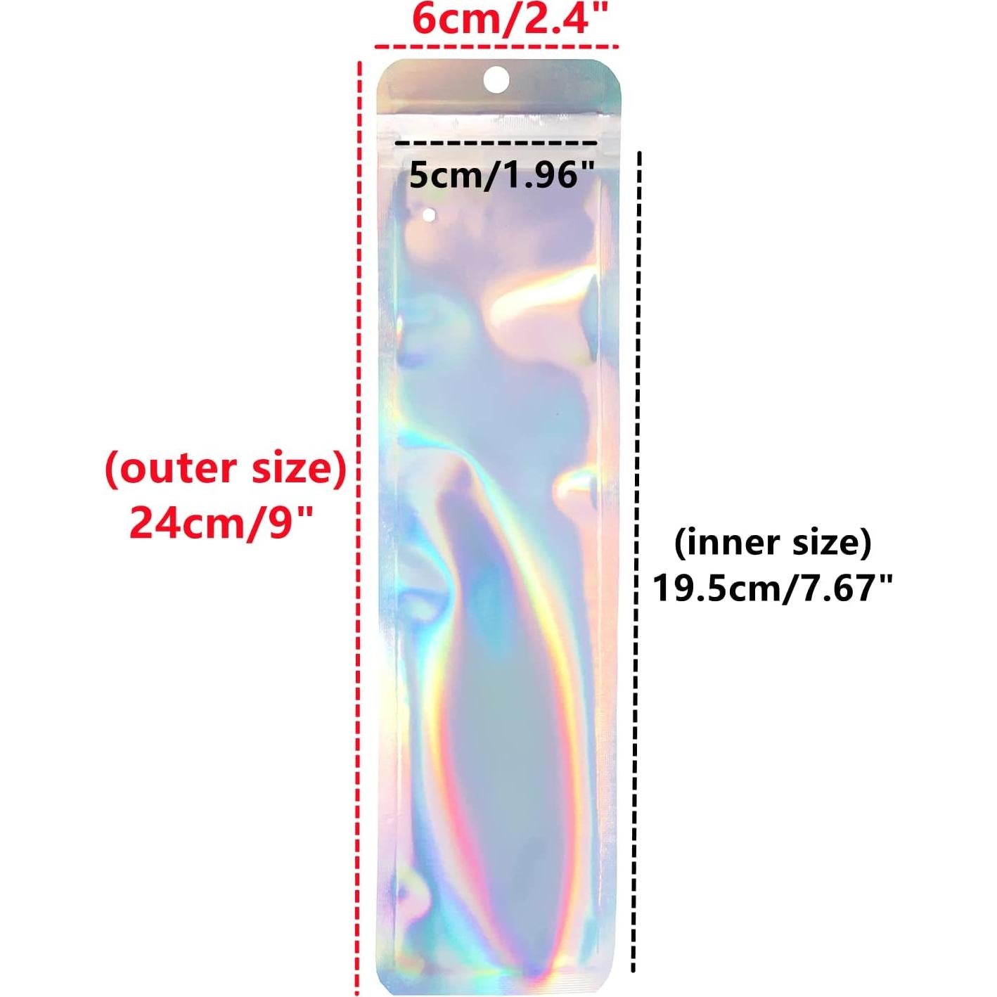 Paquete de 100 Bolsas Holográficas Reutilizables KALOVISEN 6x23cm